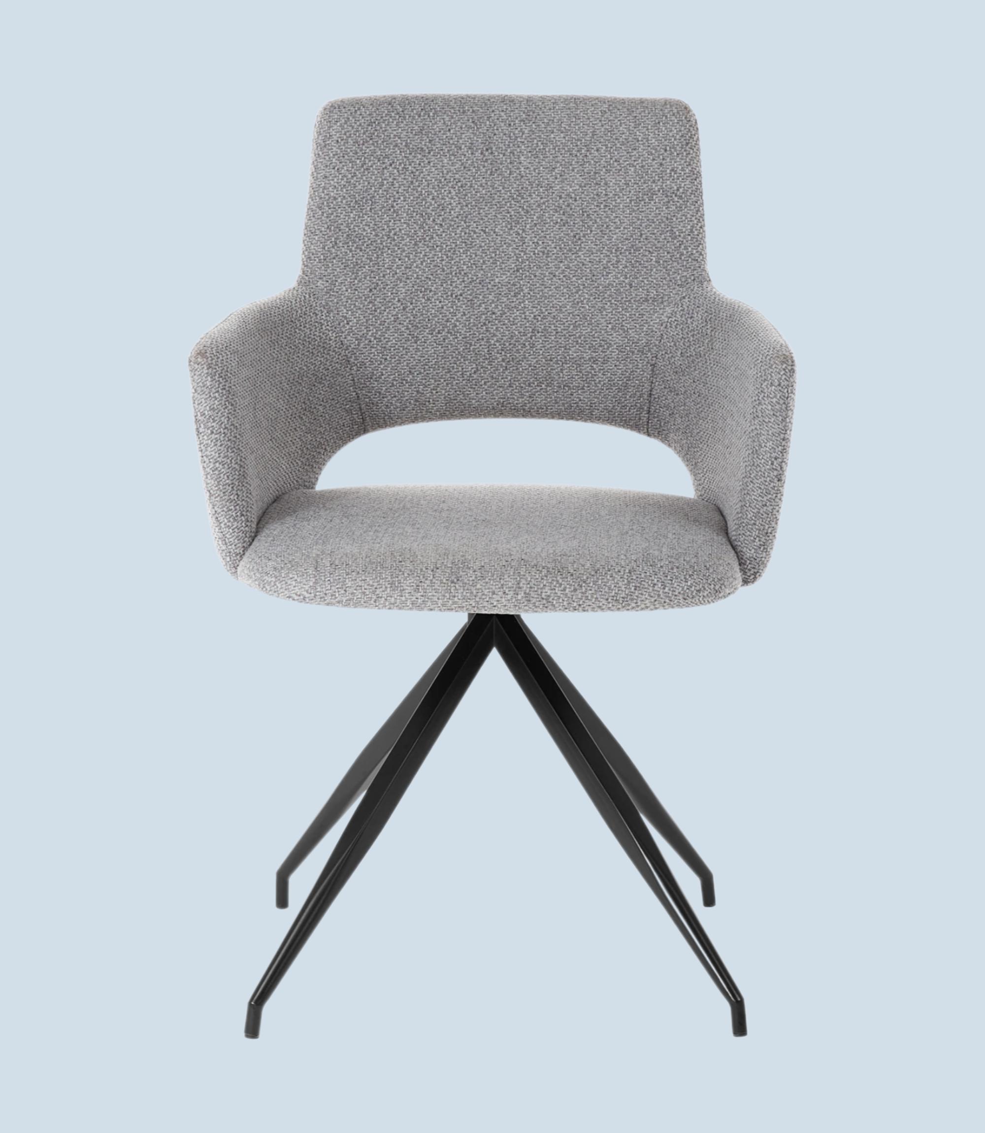 Armchair with back cutout and steel frame Grey