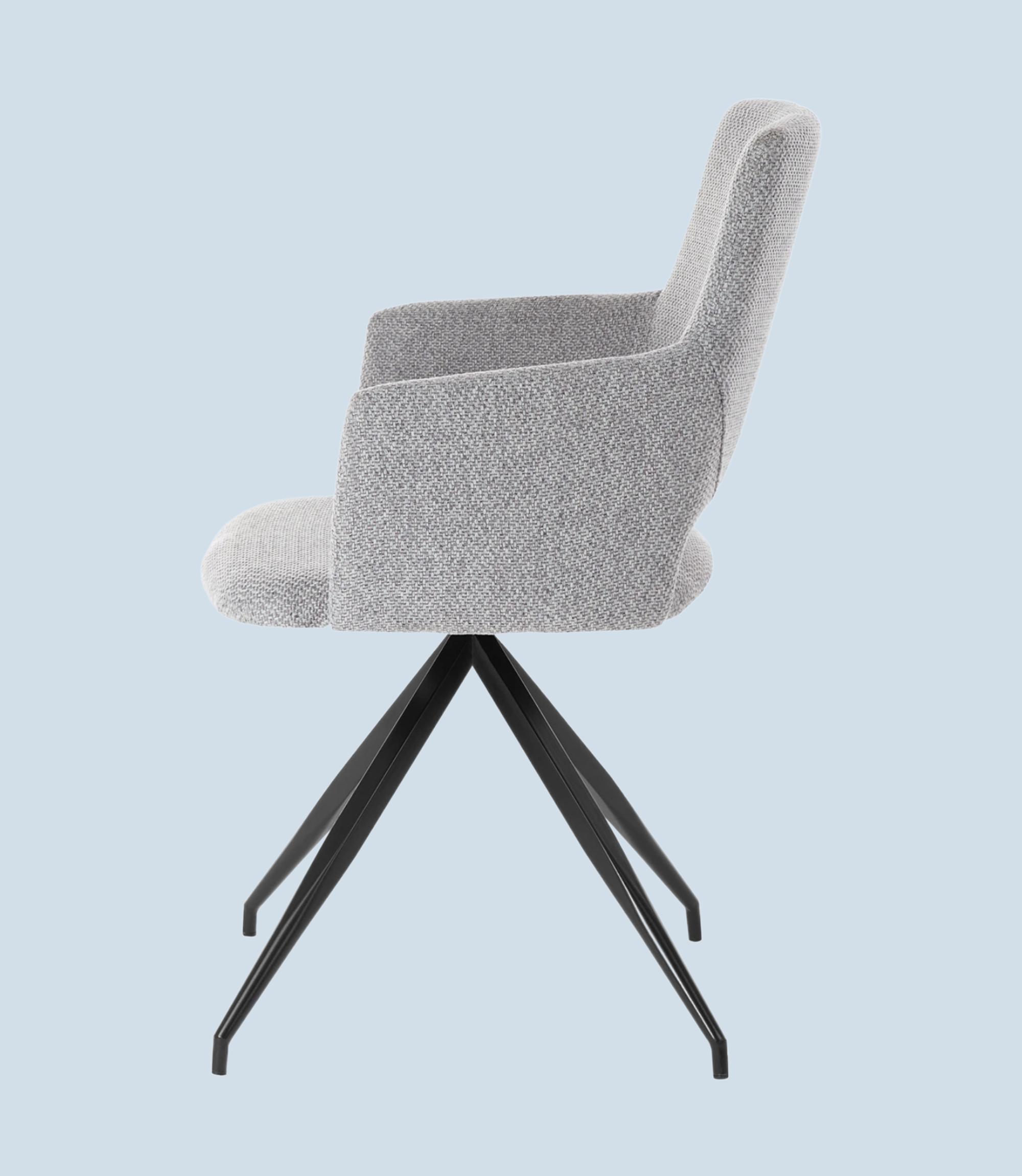 Armchair with back cutout and steel frame Grey