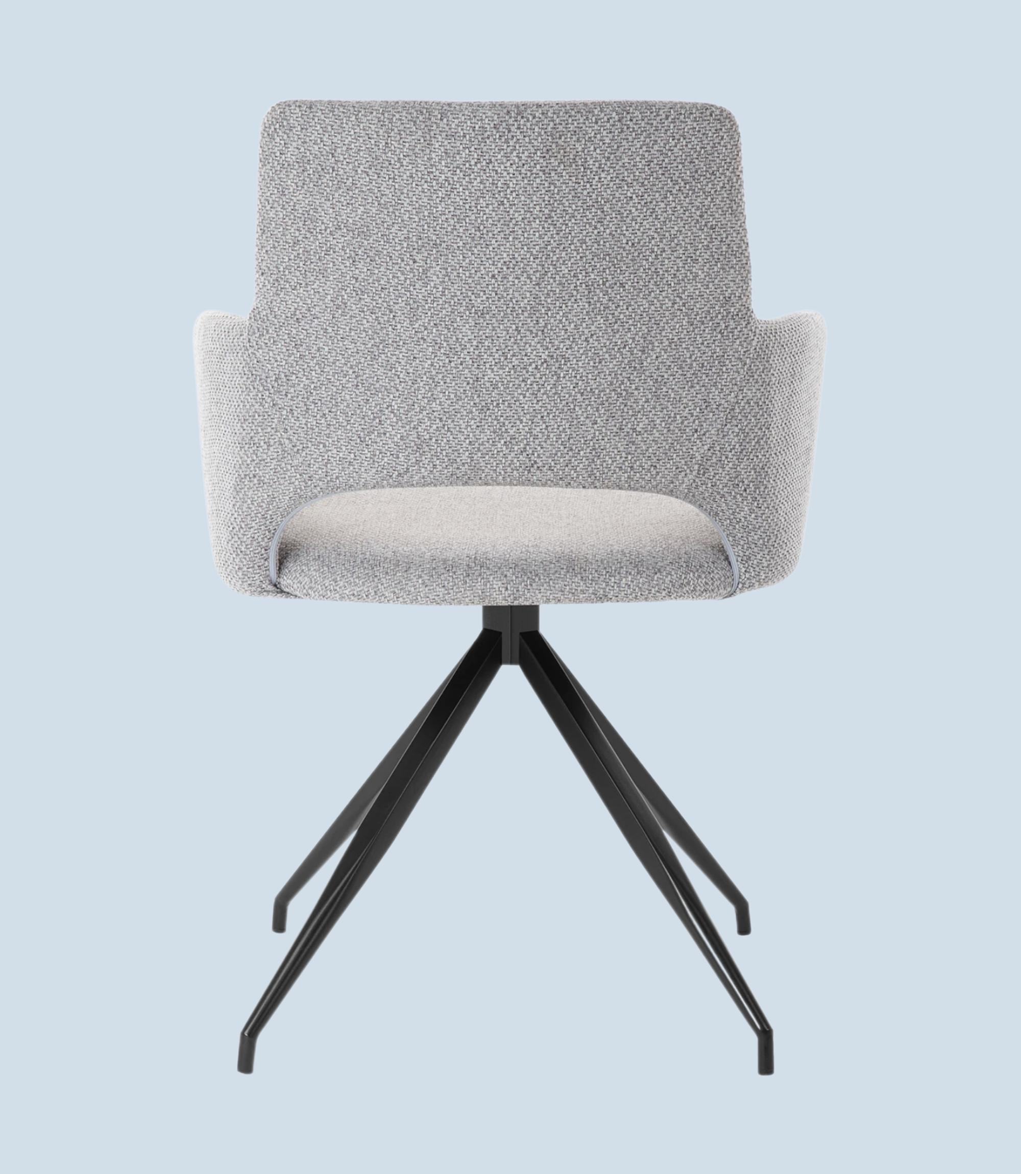 Armchair with back cutout and steel frame Grey