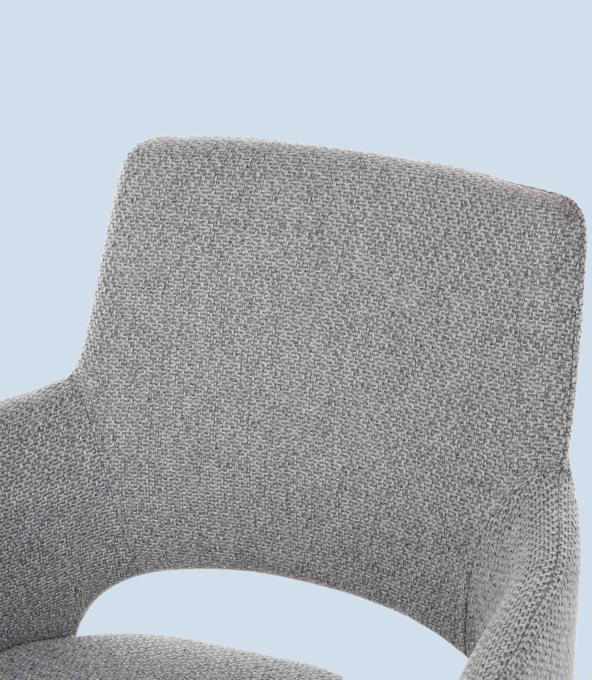 Armchair with back cutout and steel frame Grey