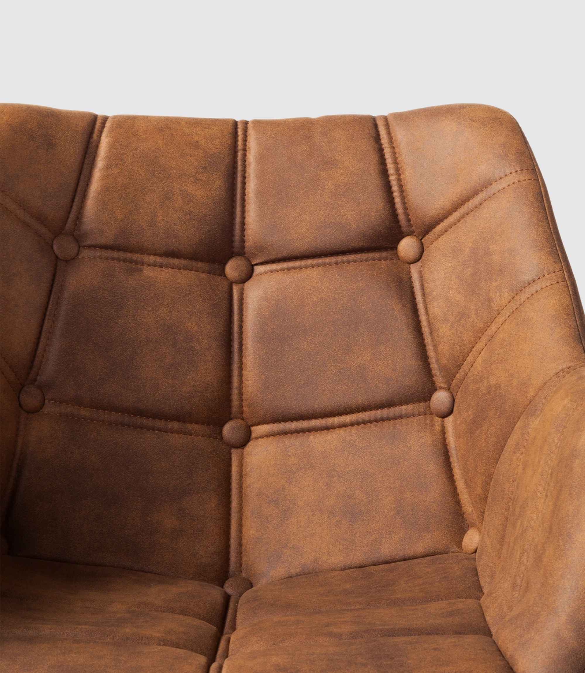 Tufted armchair microfiber cognac