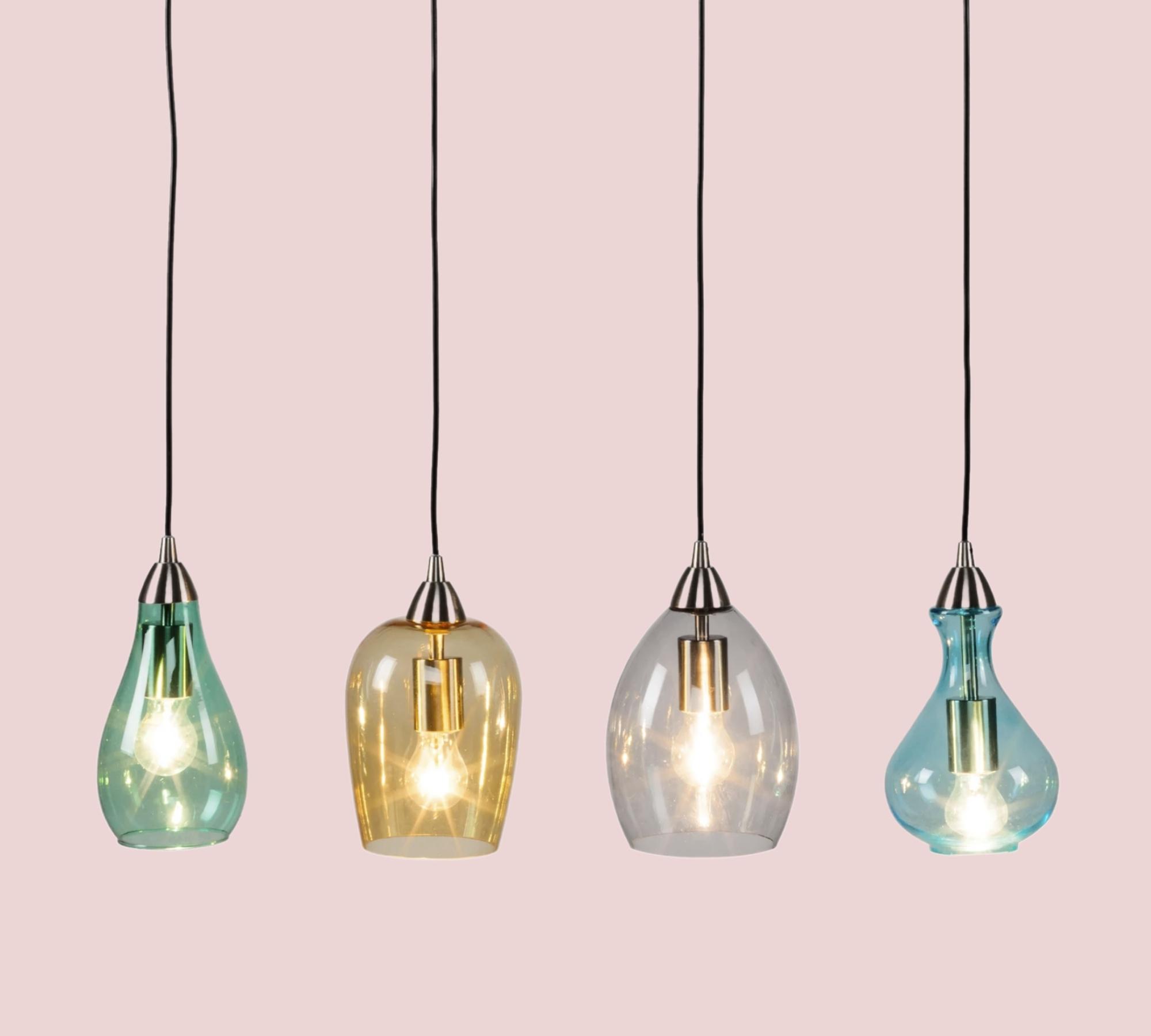 Pendelleuchte Cambo Glas / Eisen 4-flammig