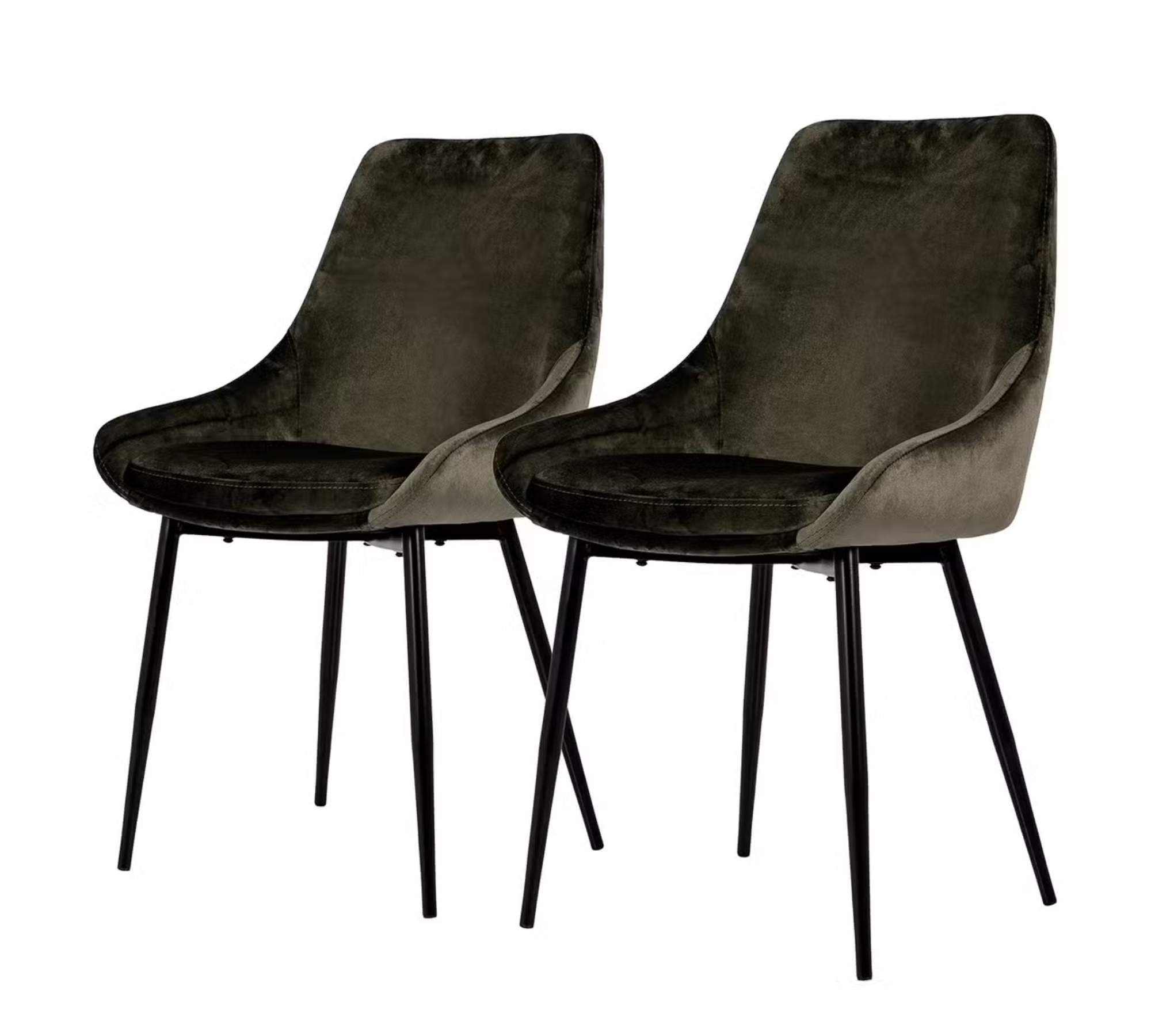 Upholstered chair Lex (set of 2) velvet / iron black brown-grey