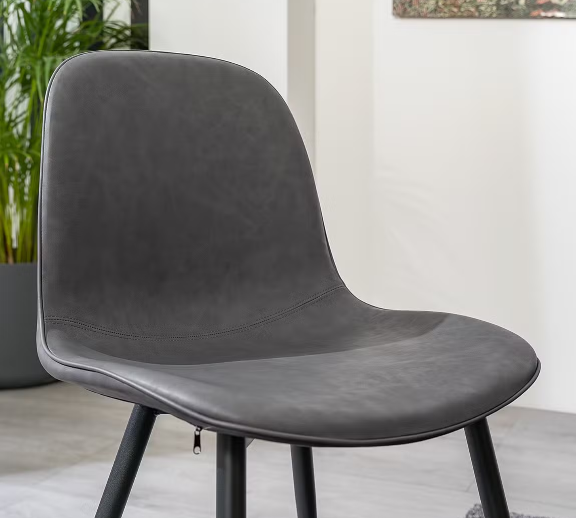 2x Chair Faux Leather Iron Anthracite
