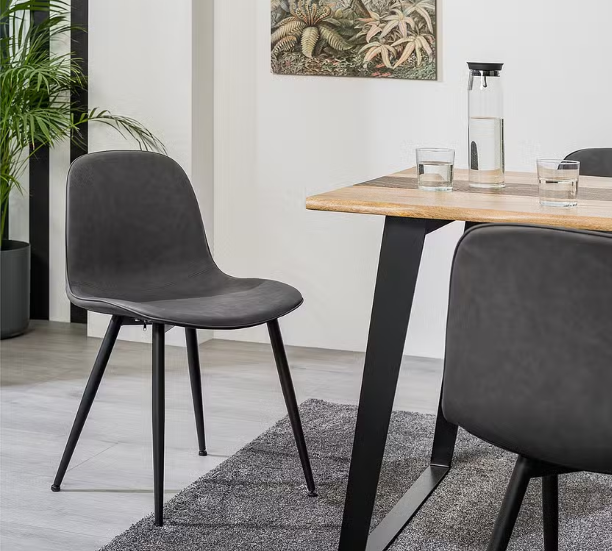 2x Chair Faux Leather Iron Anthracite