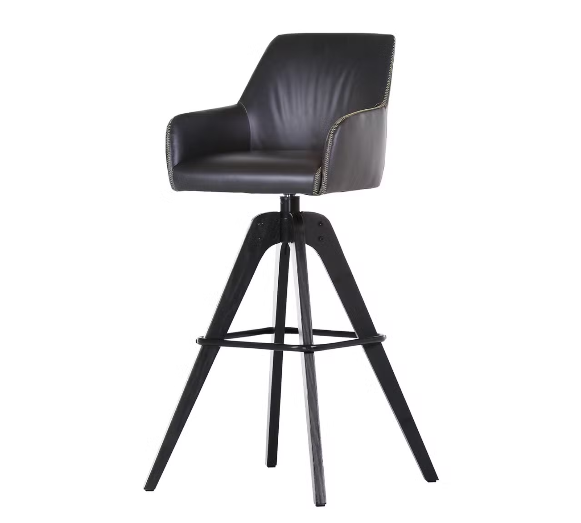 Bar stool Faux leather Wood Black