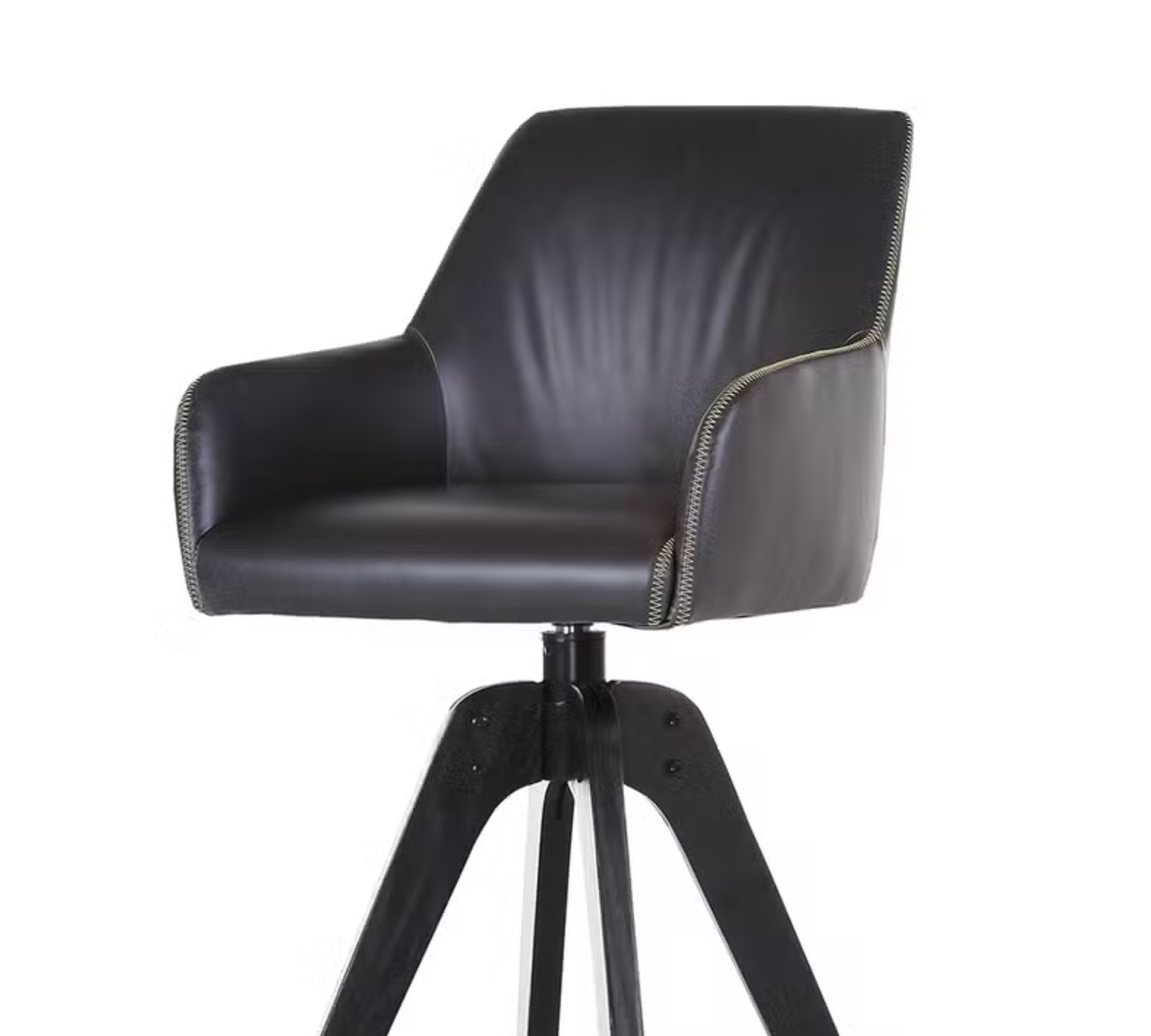 Bar stool Faux leather Wood Black