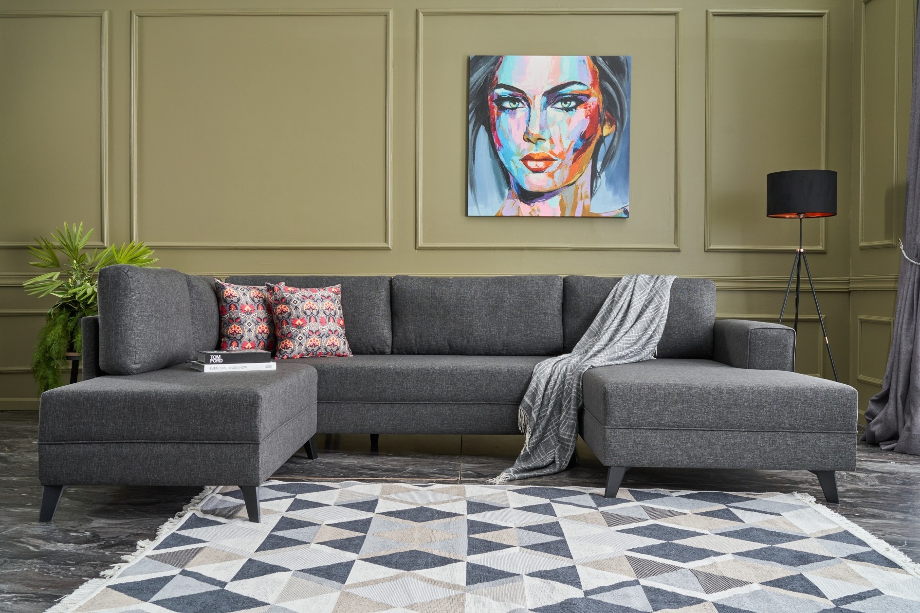 Efsun Sofa bed 4-seater anthracite