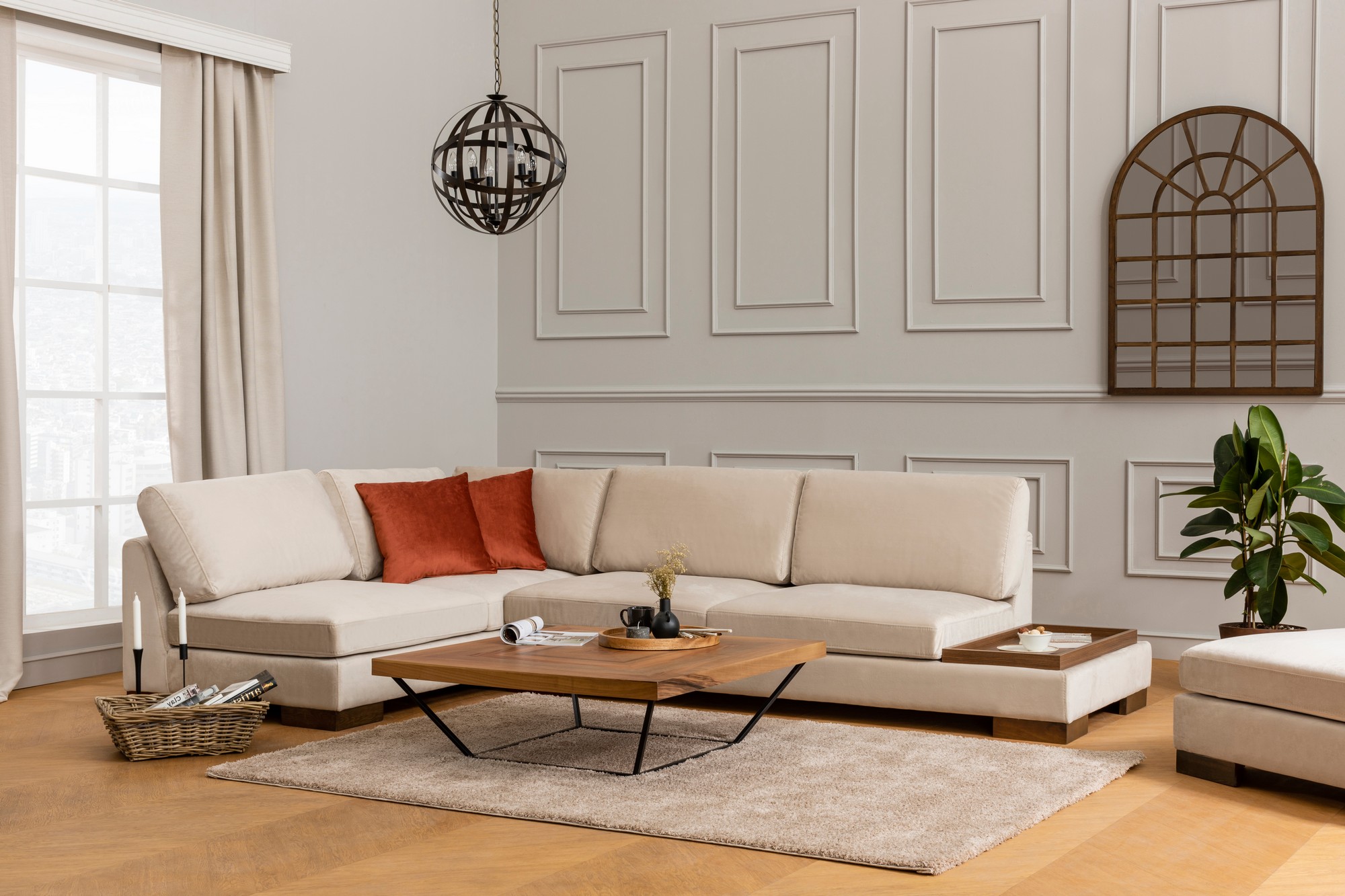 Tulip corner sofa Left Beige