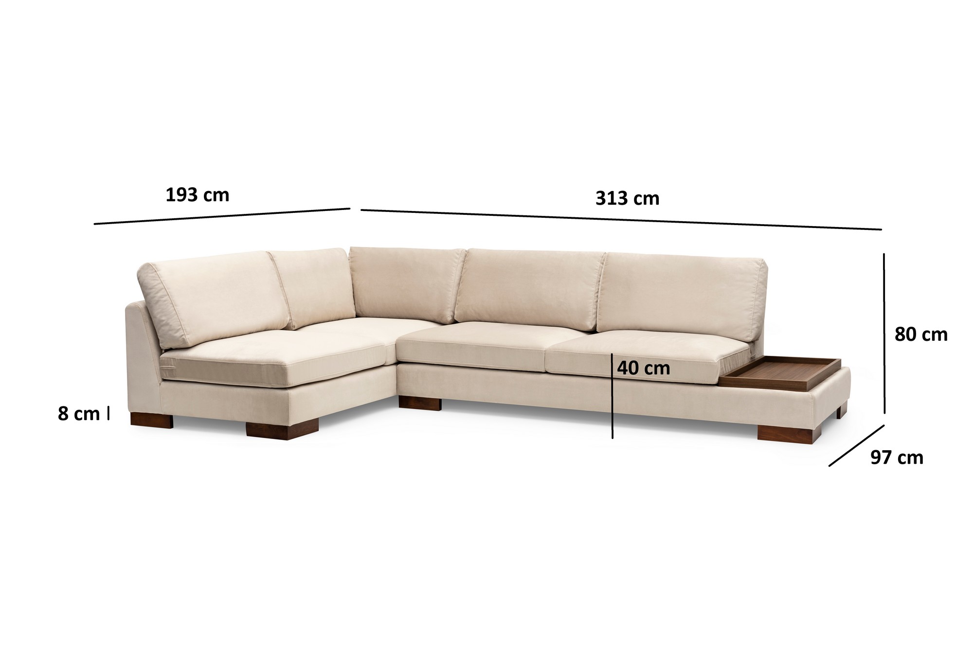 Tulip corner sofa Left Beige