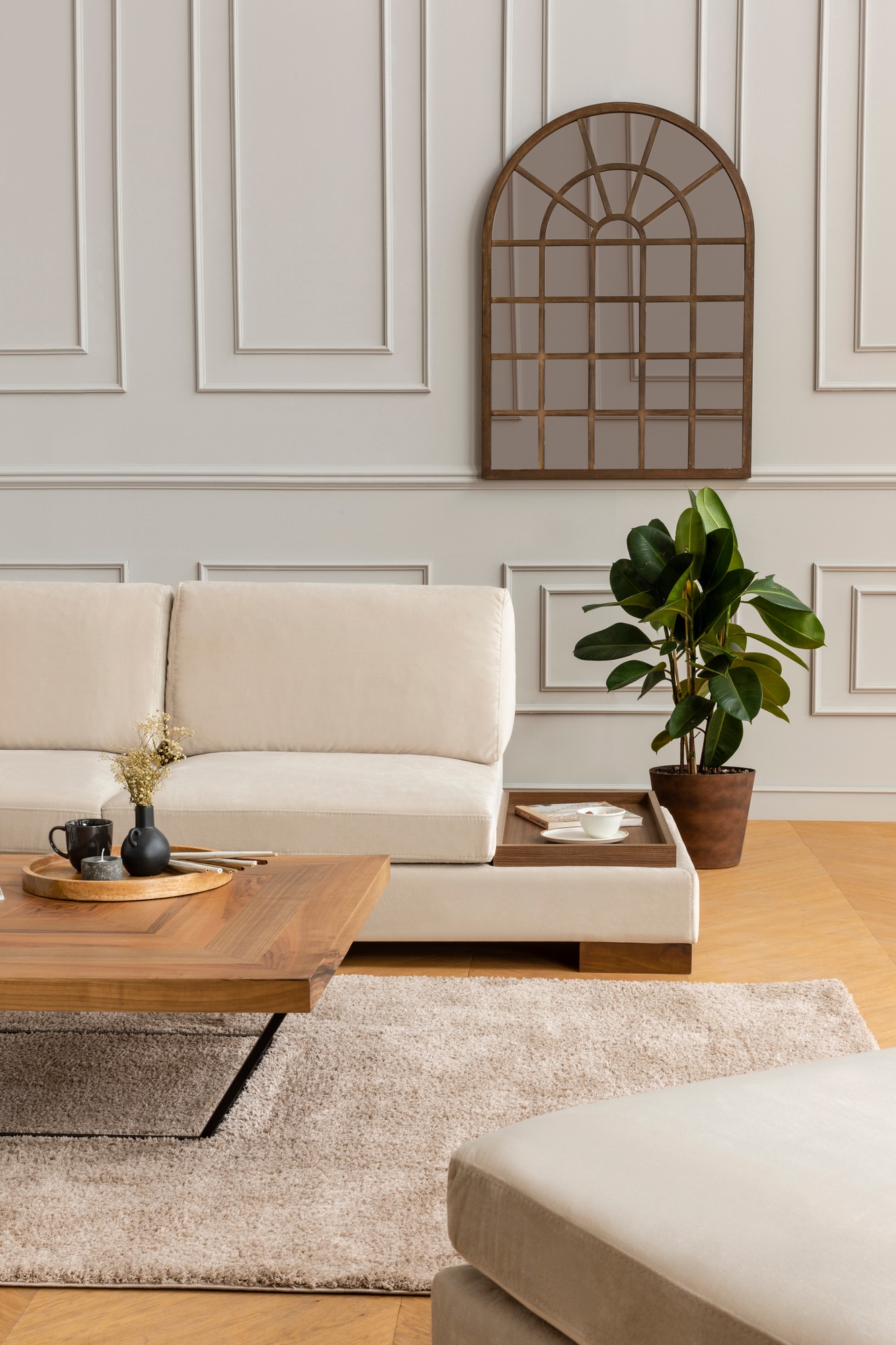 Tulip corner sofa Left Beige
