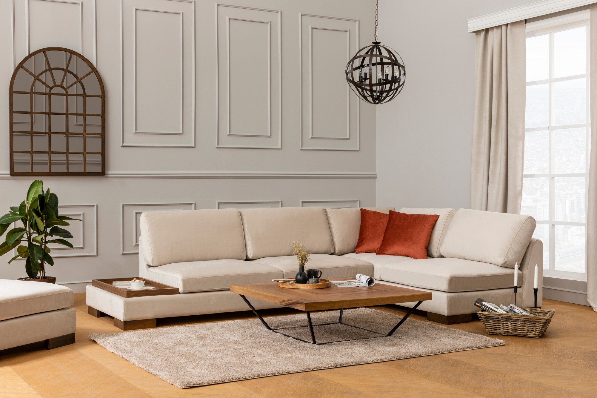 Tulip Divano angolare destro beige