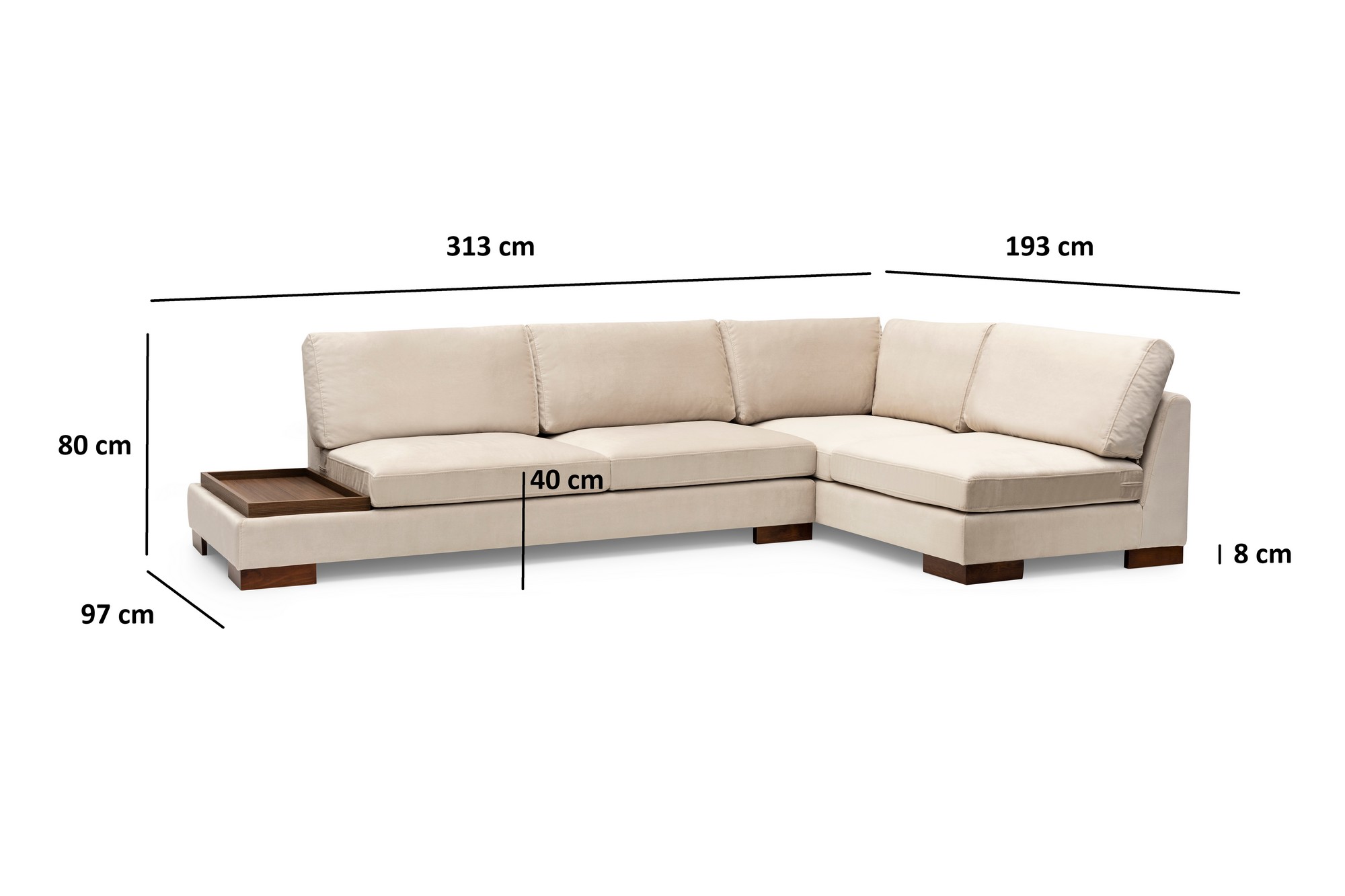 Tulip Corner Sofa Right Beige