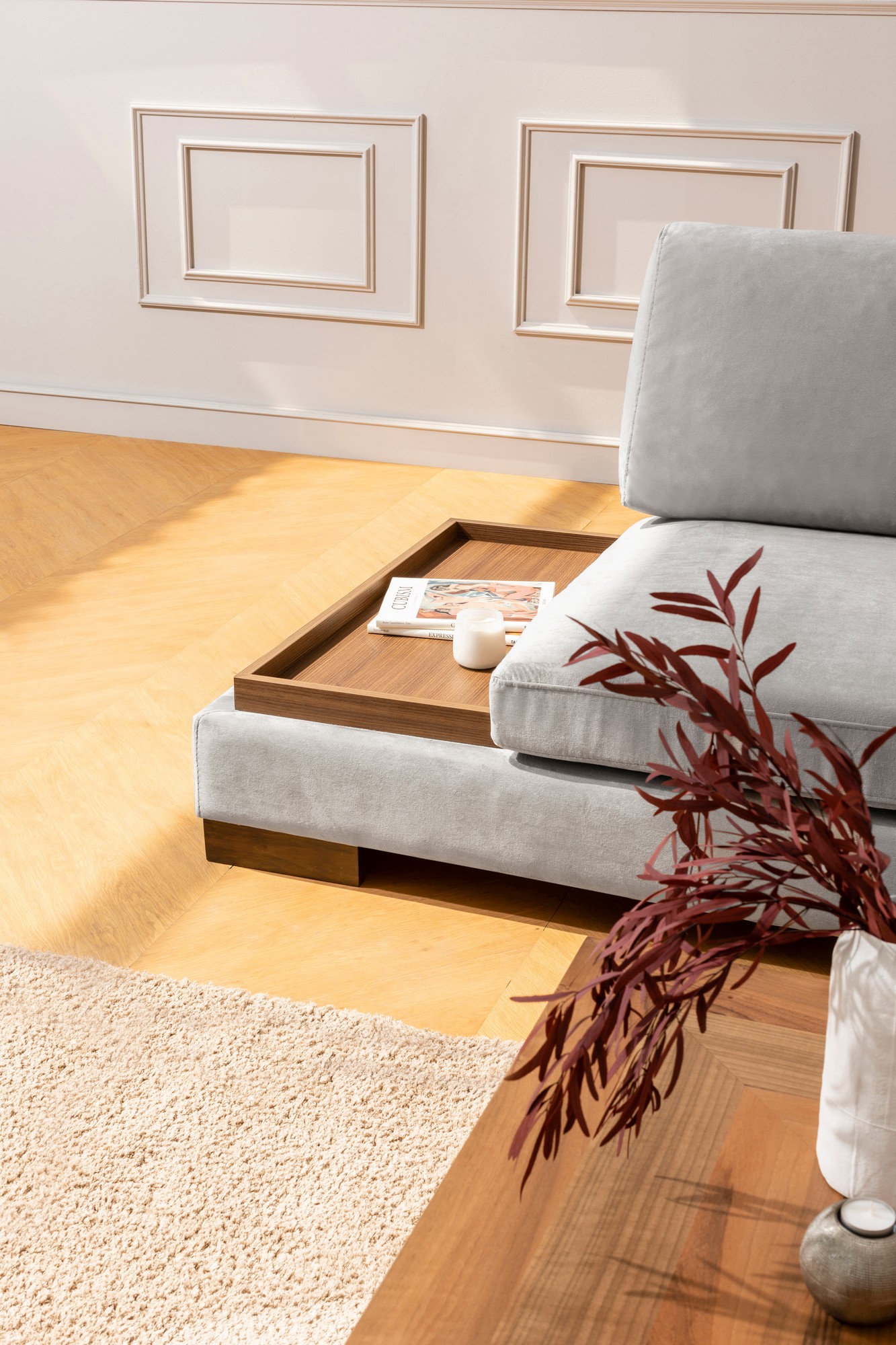 Tulip Corner Sofa Right Light Grey