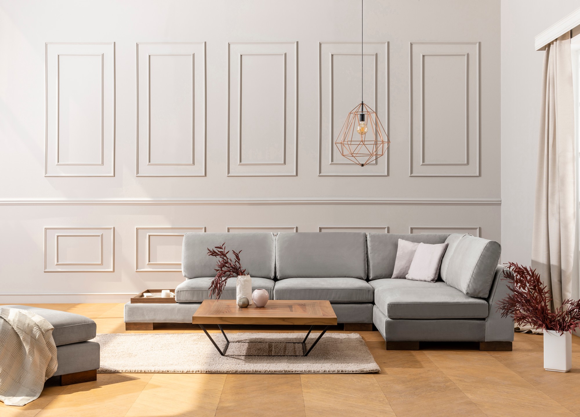 Tulip Corner Sofa Right Light Grey