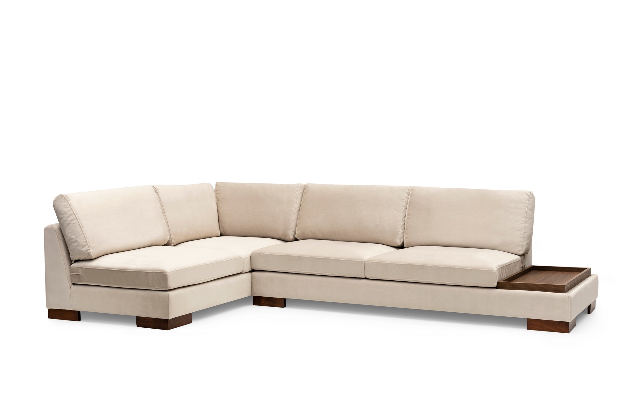 Tulip corner sofa left with ottoman beige