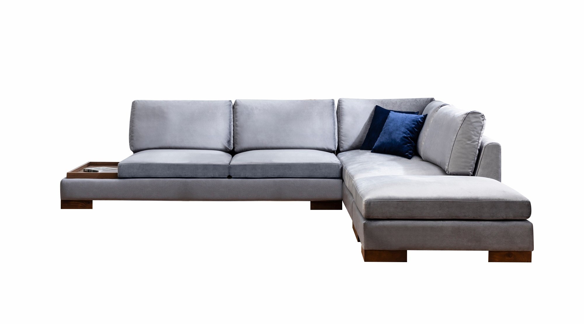 Tulip Corner Sofa Right with Ottoman Dark Grey