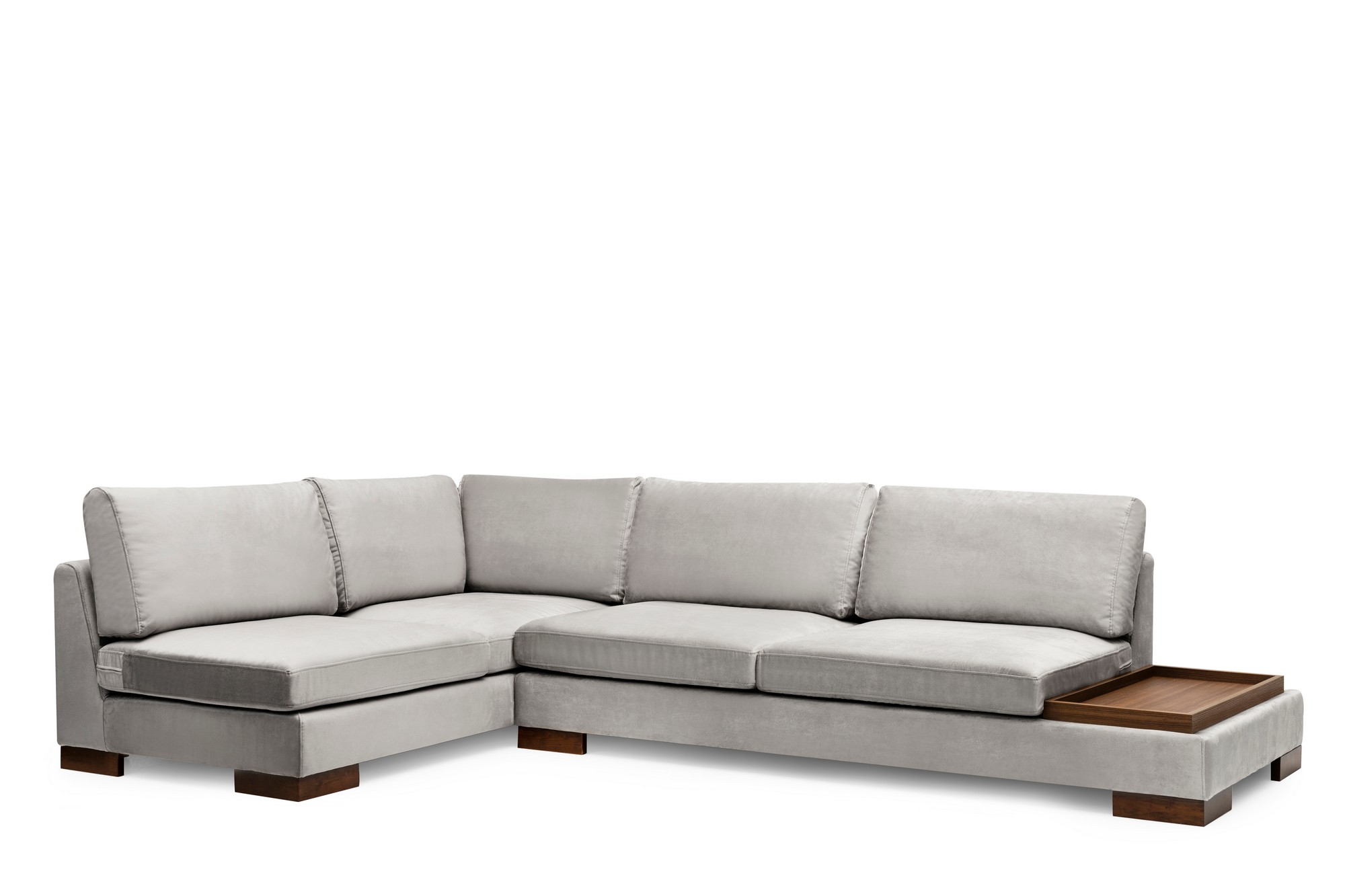 Tulip Corner Sofa Left with Footstool Light Grey