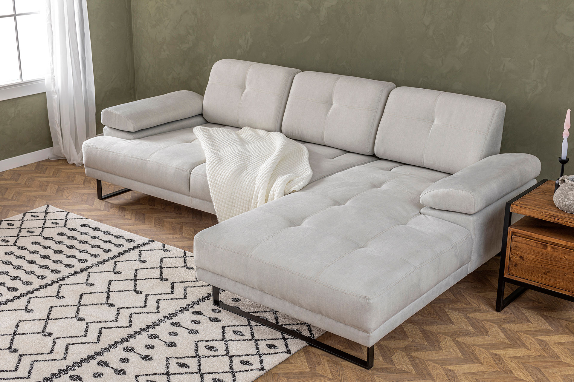 Mustang Sofa S Chaise Lounge Right Beige