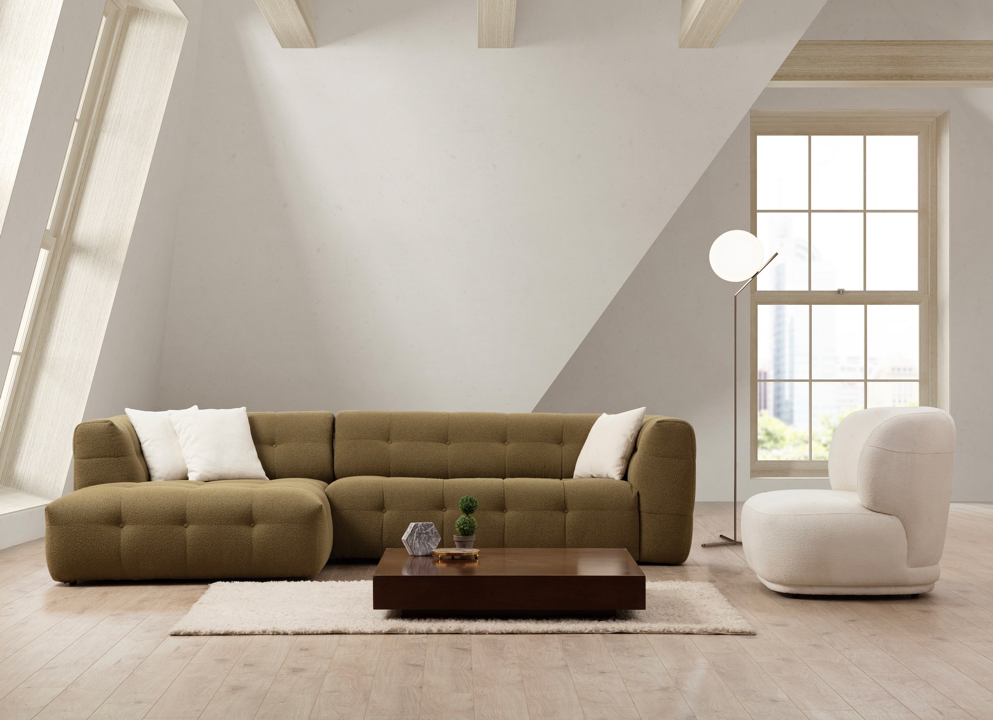 Cady Sofa chaise longue left Khaki