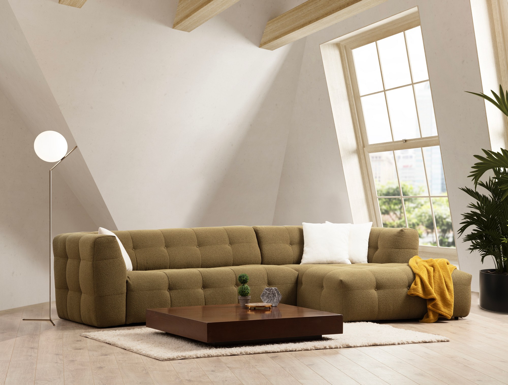 Cady Sofa Chaise Lounge Right Khaki