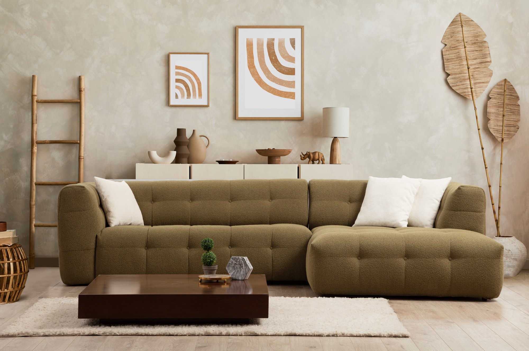 Cady Sofa Chaise Lounge Right Khaki