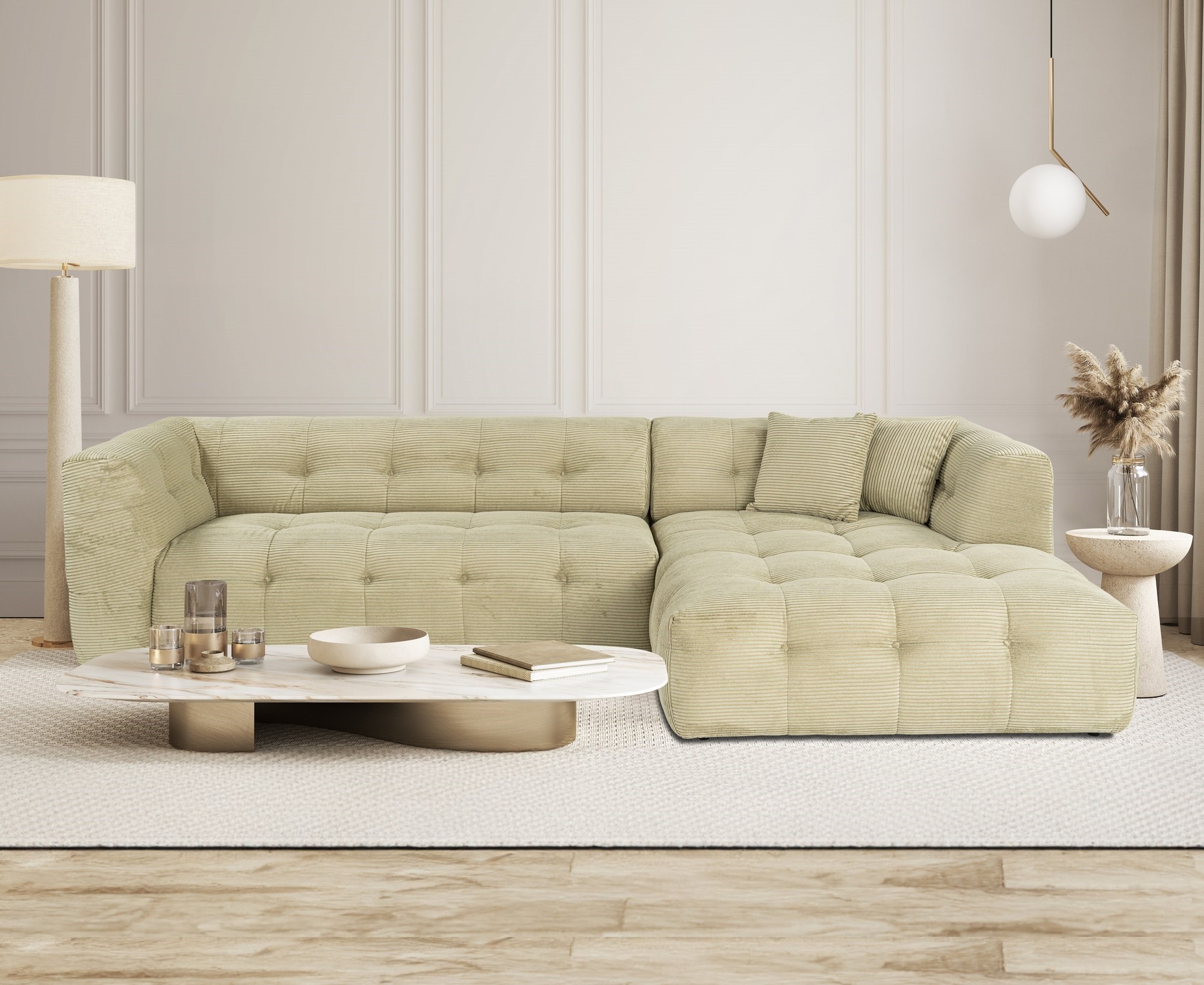 Cady Sofa Chaise Longue Right Light Green