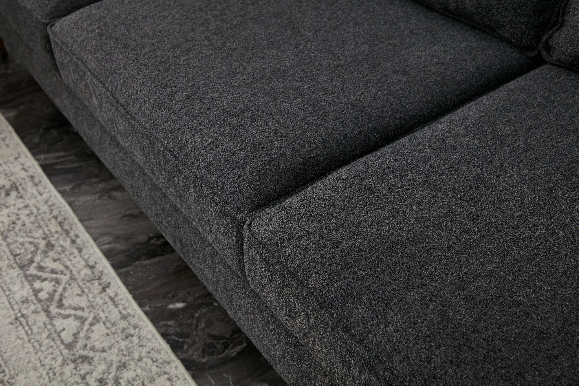 Lima Sofa Chaise Lounge Right Anthracite with golden legs