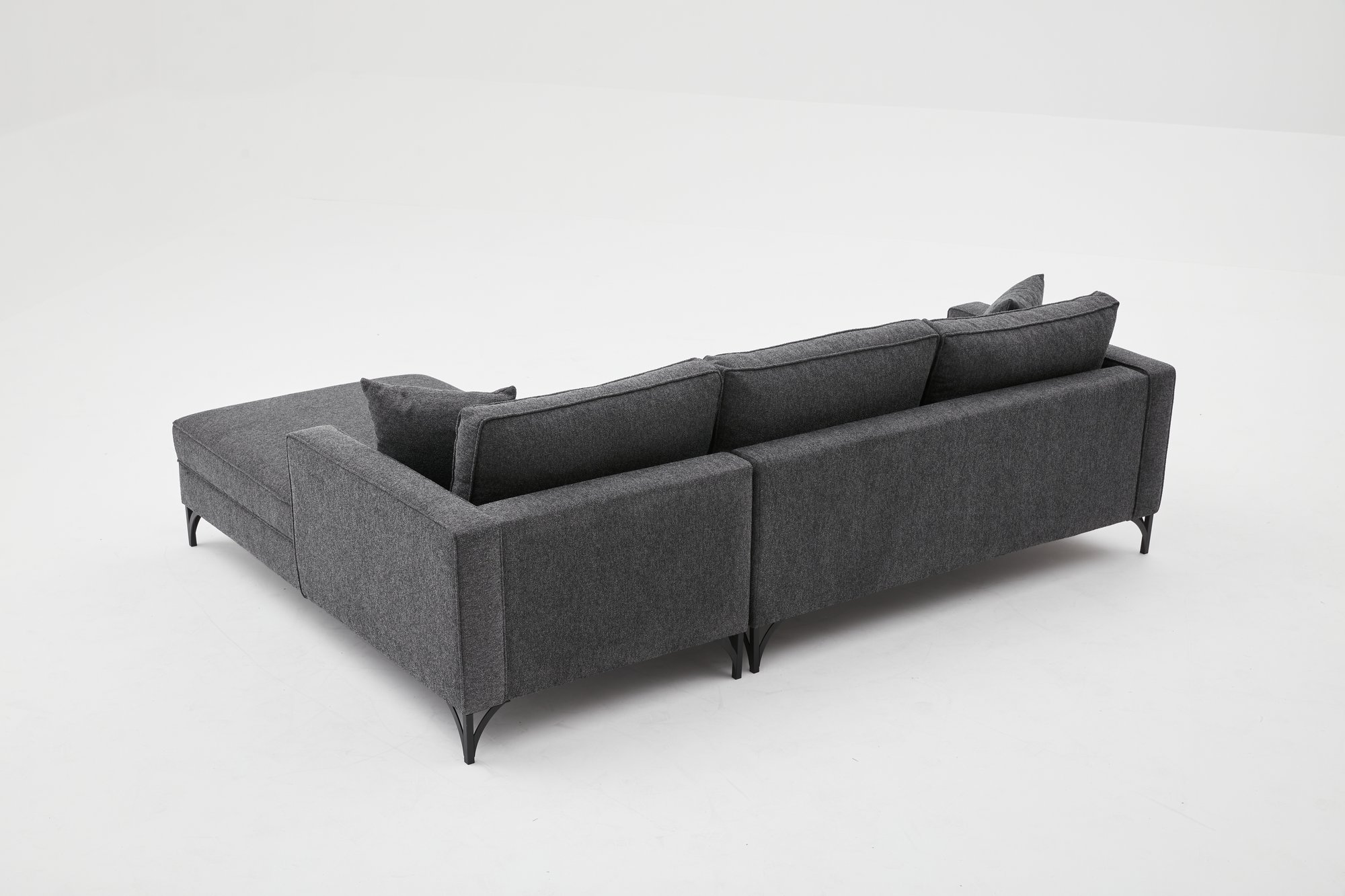 Lima Sofa Chaise Lounge Right Anthracite with golden legs