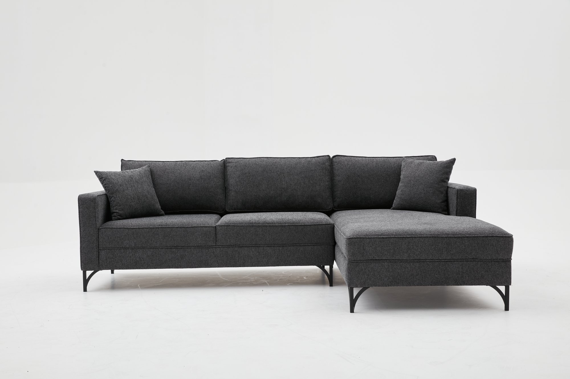 Lima Sofa Chaise Lounge Right Anthracite with golden legs