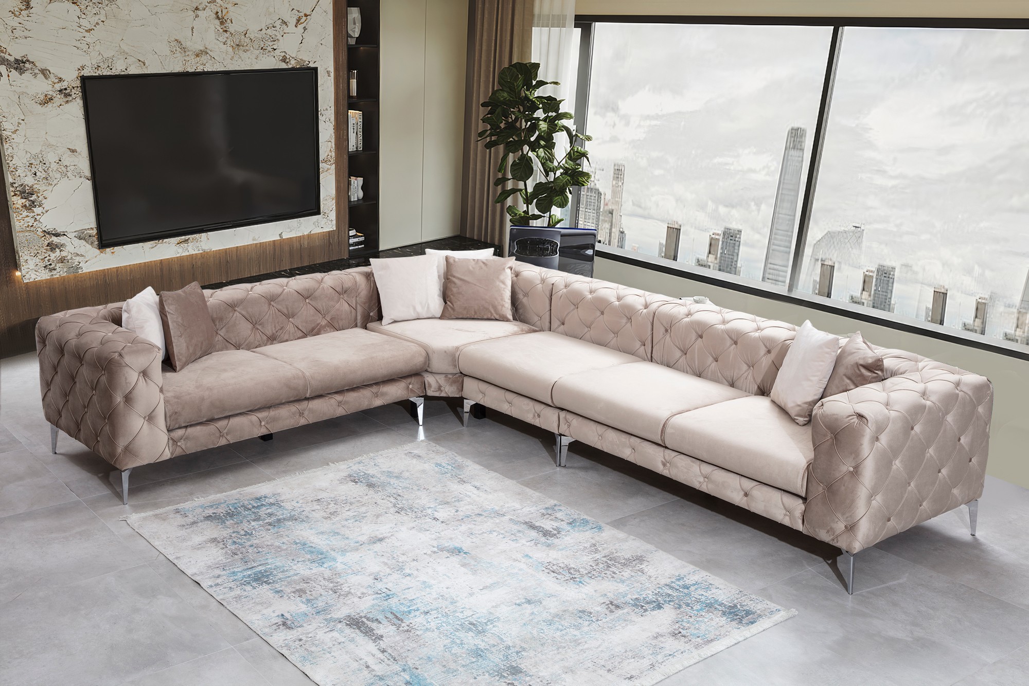 As corner sofa left beige