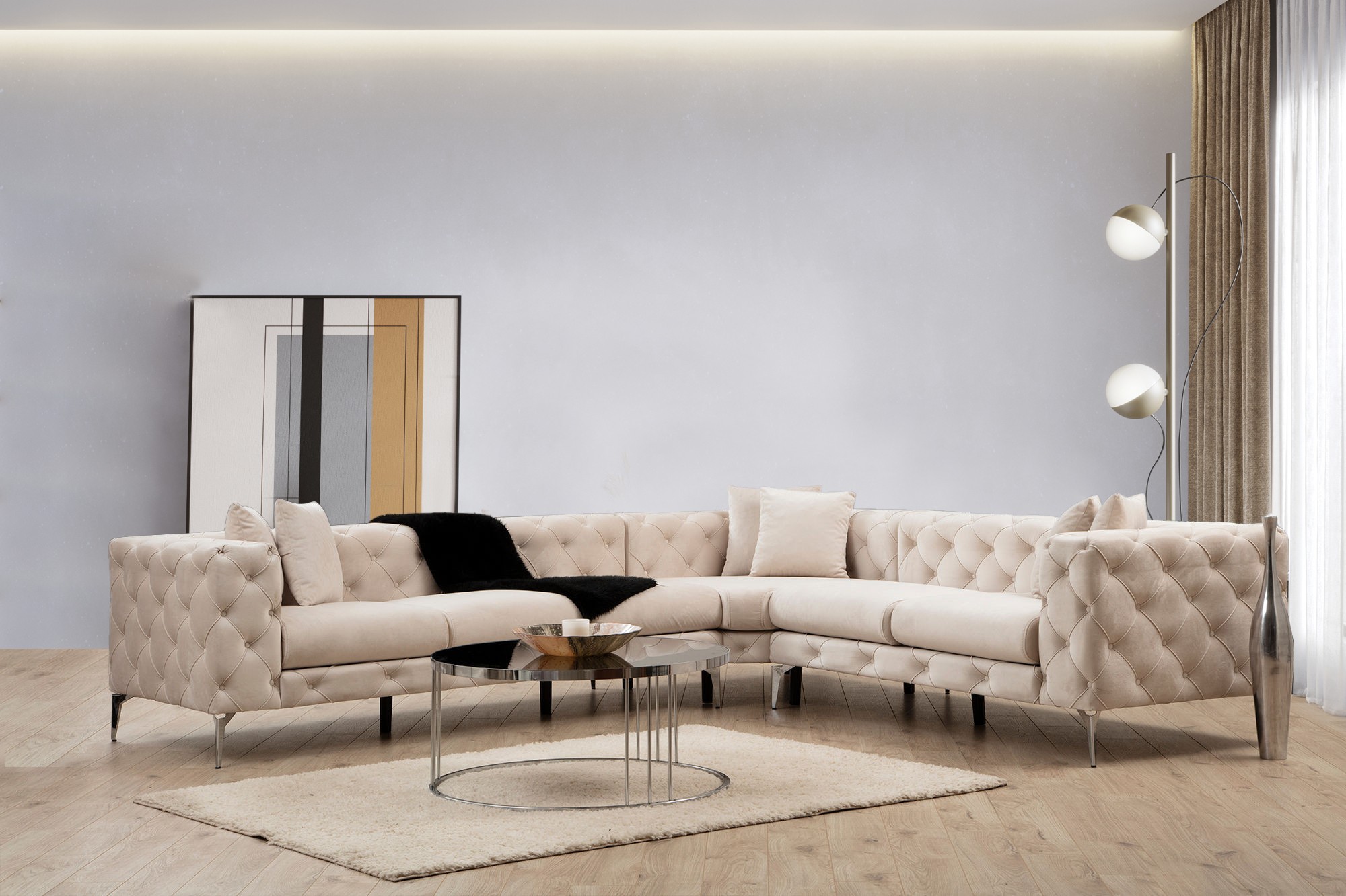 As corner sofa right ecru