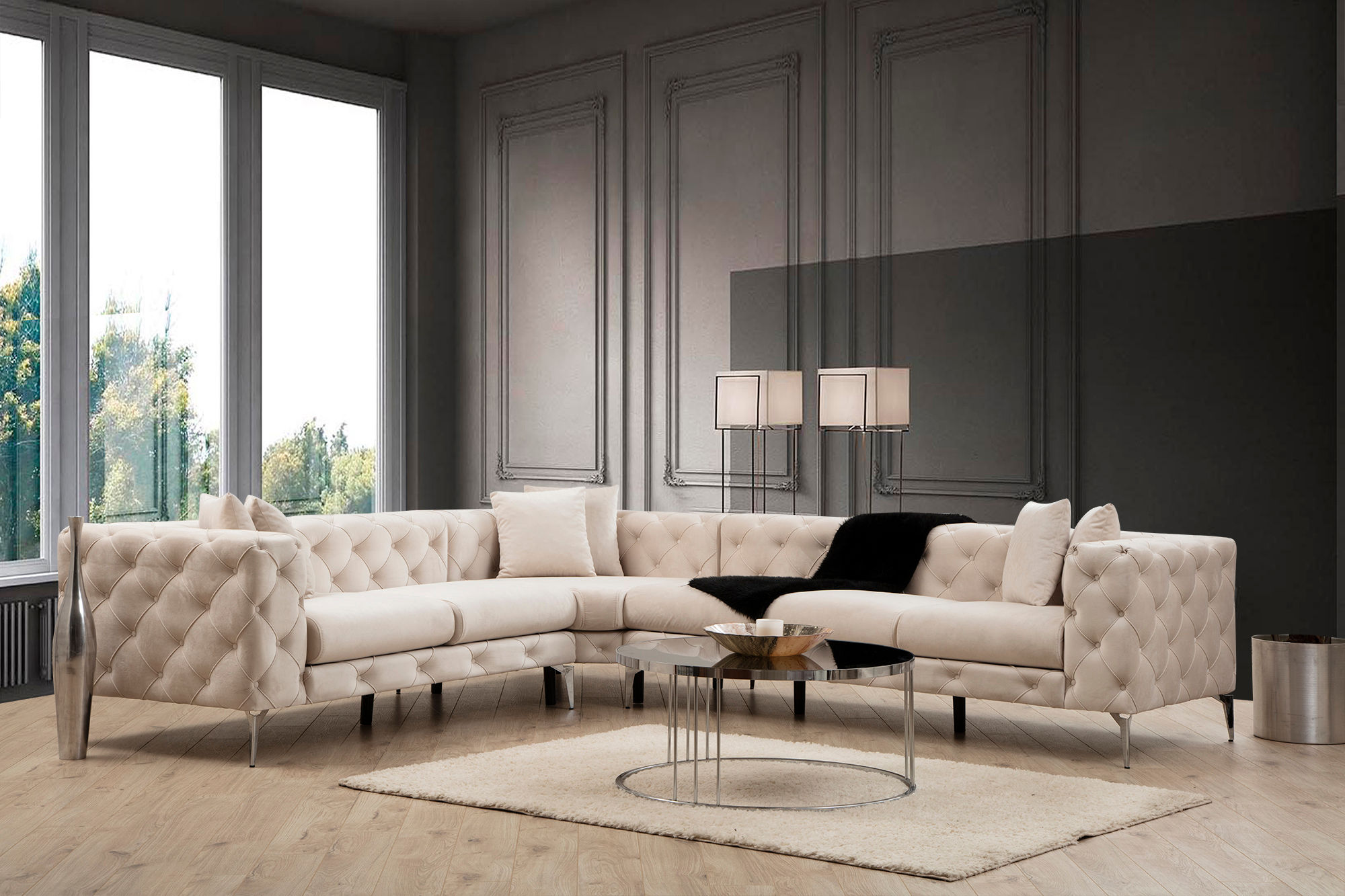 As corner sofa left ecru