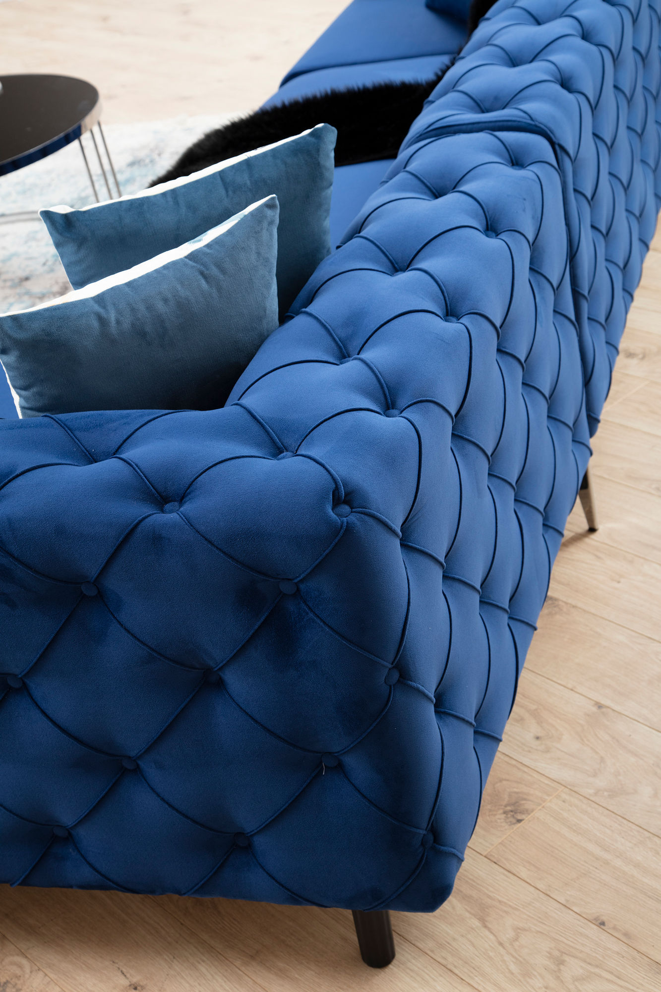 As corner sofa right navy blue