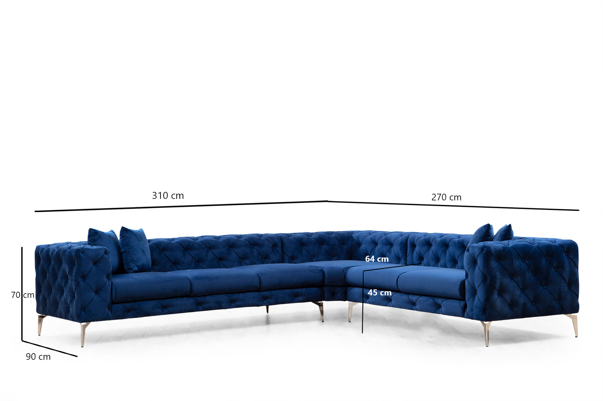 As corner sofa right navy blue