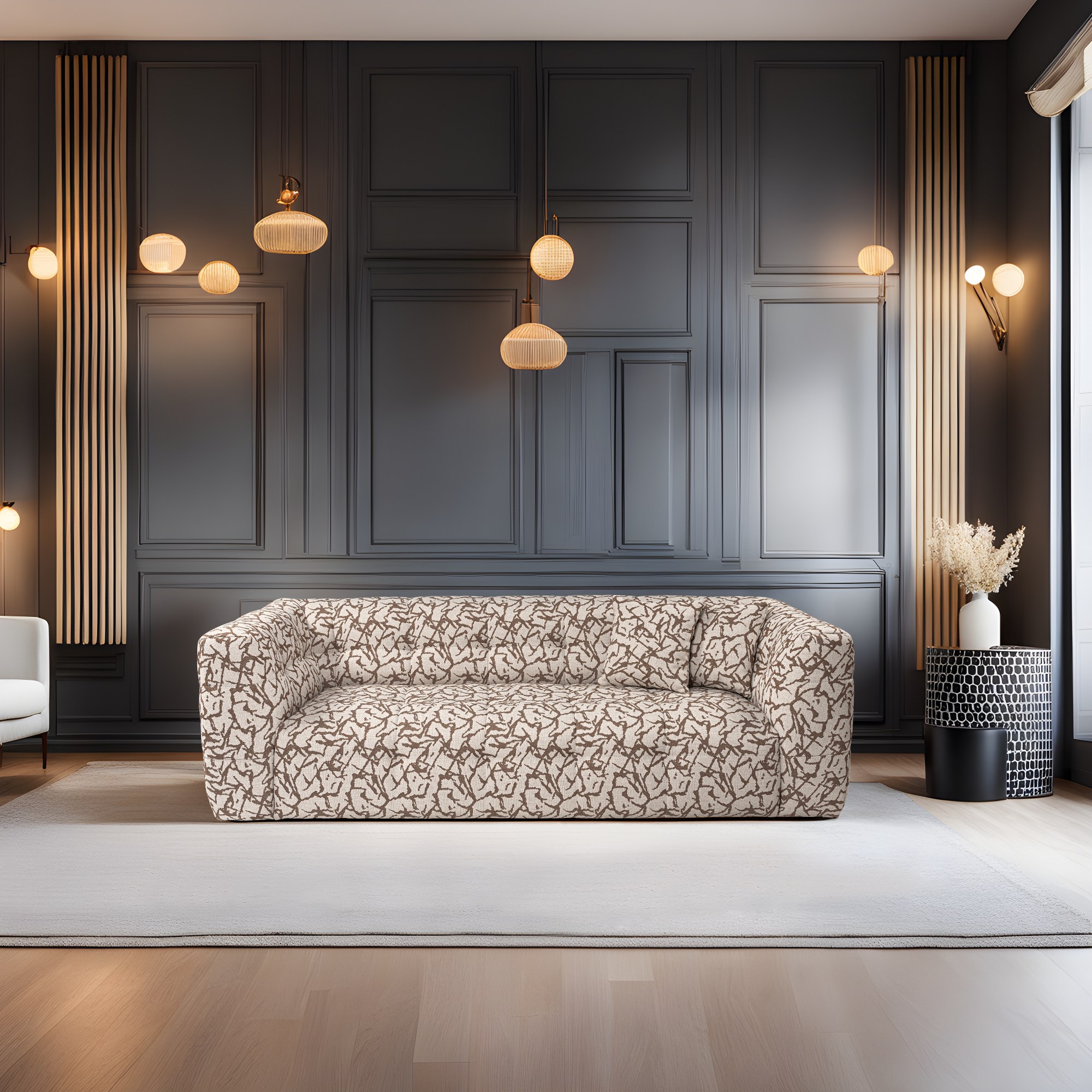 Cady Sofa 3-seater Beige Patterned