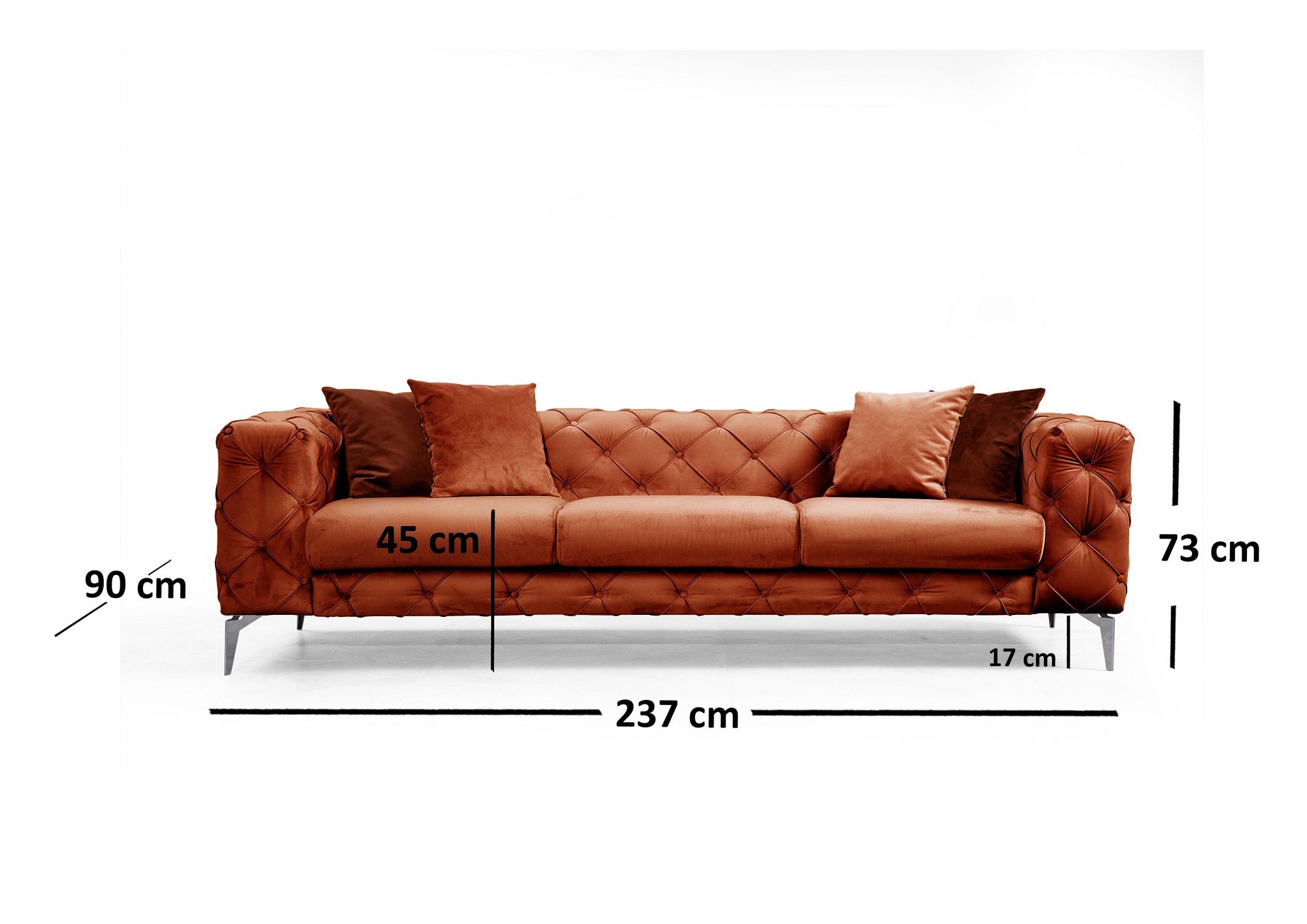 Como 3-seater sofa Orange