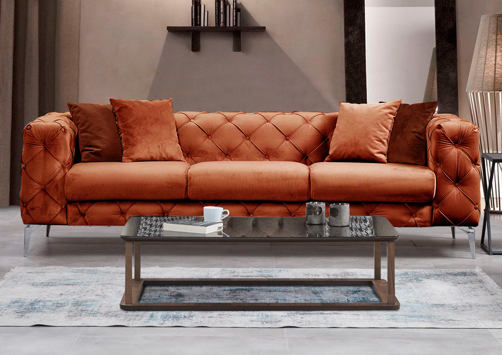 Como 3-seater sofa Orange