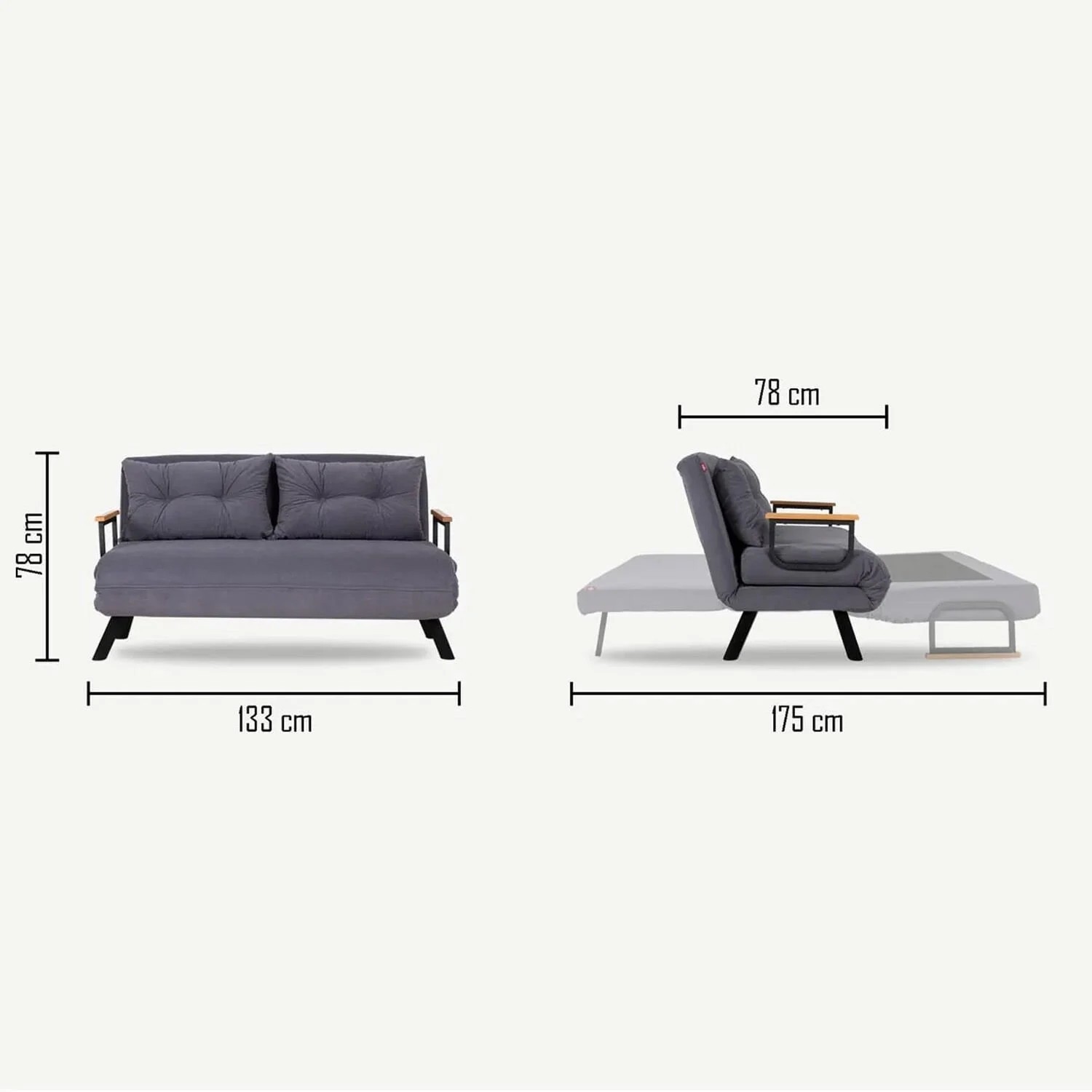 Sando Sofa bed 2-seater Black