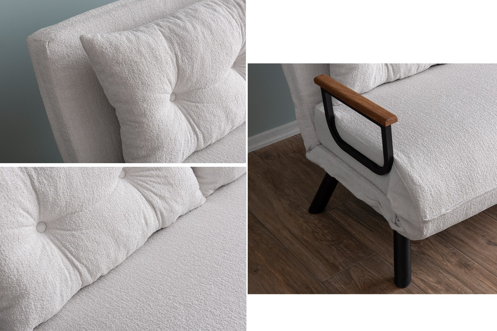 Sando Sofa bed 2-seater Bouclé White