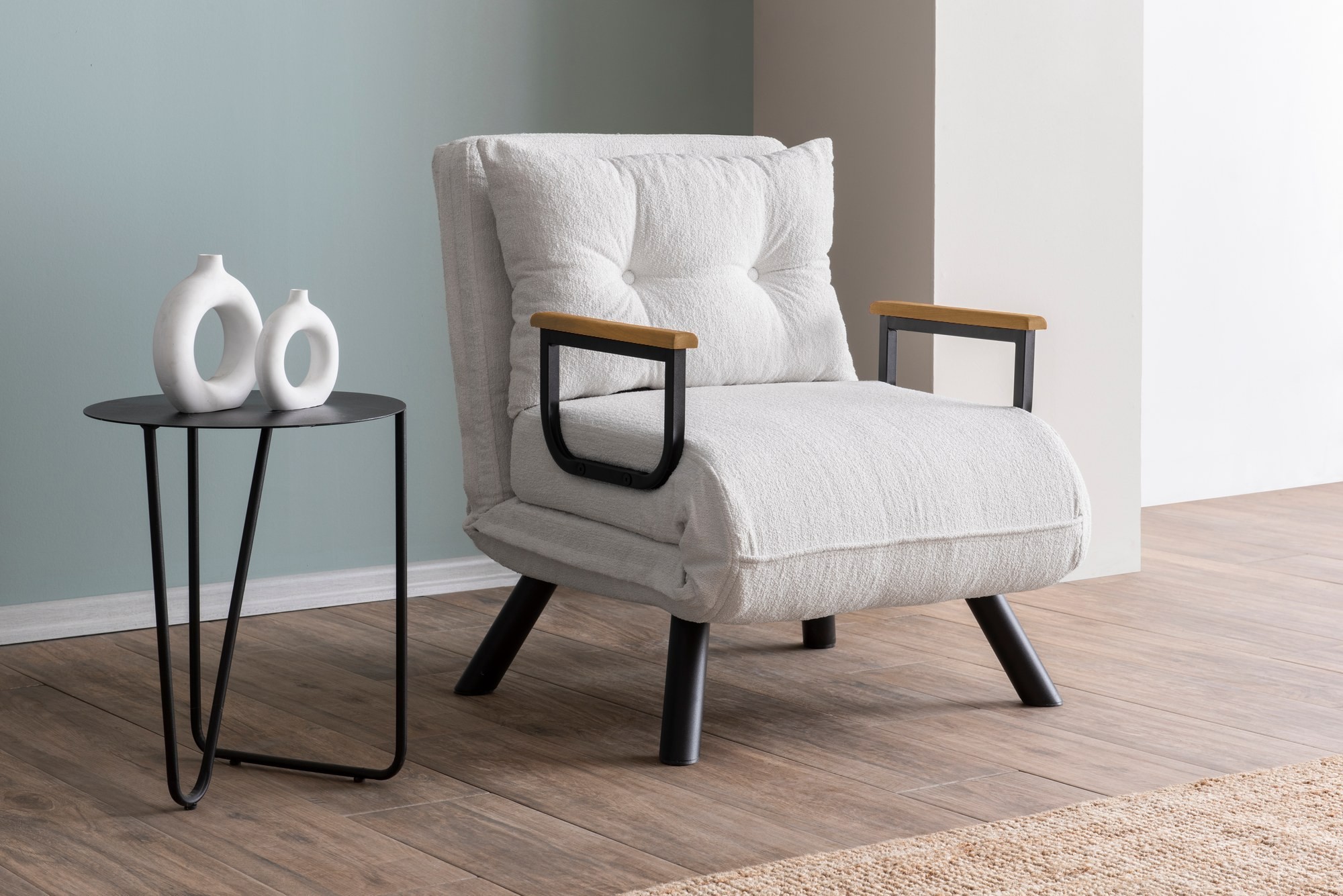 Sando Sleeper Armchair Bouclé White