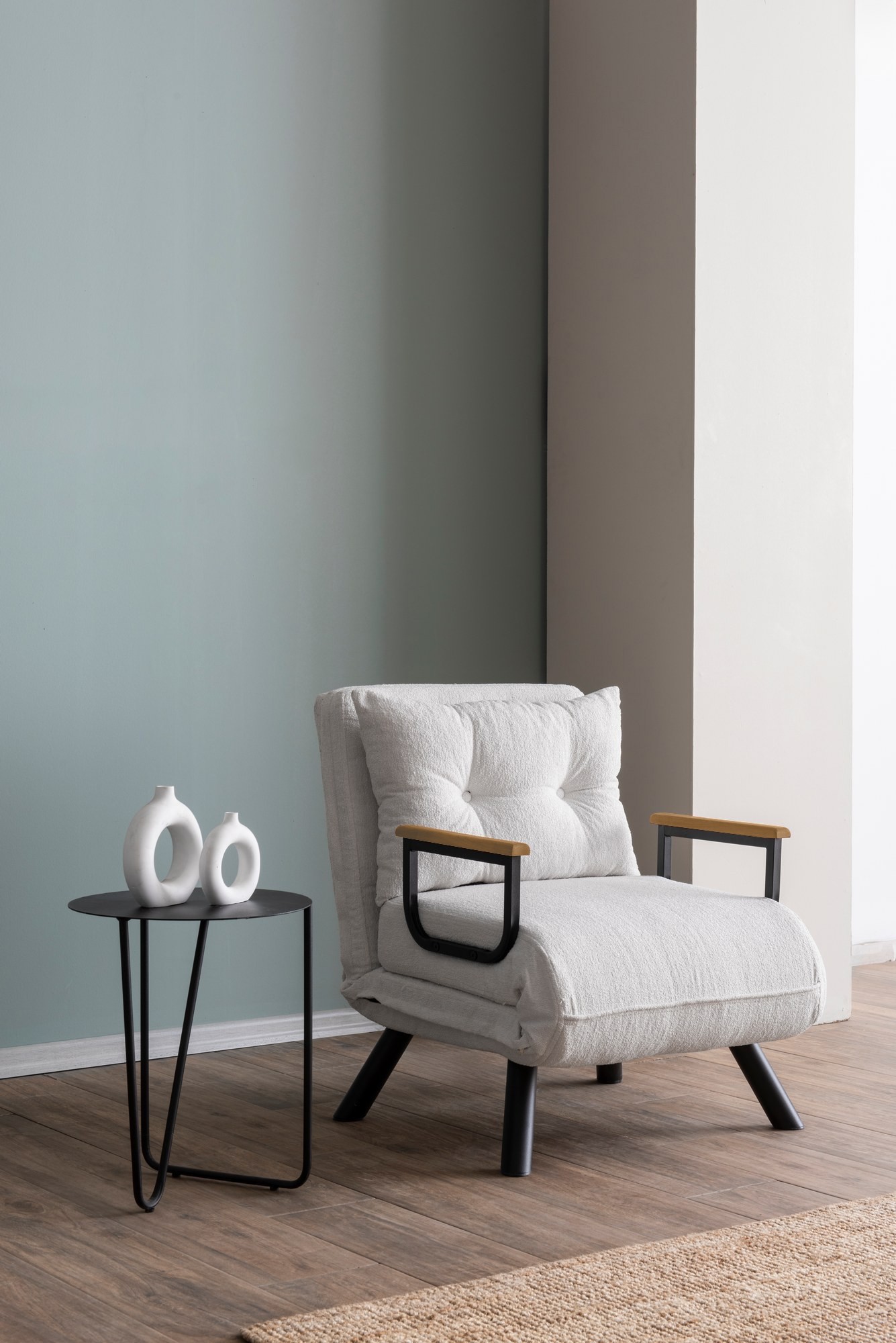 Sando Sleeper Armchair Bouclé White