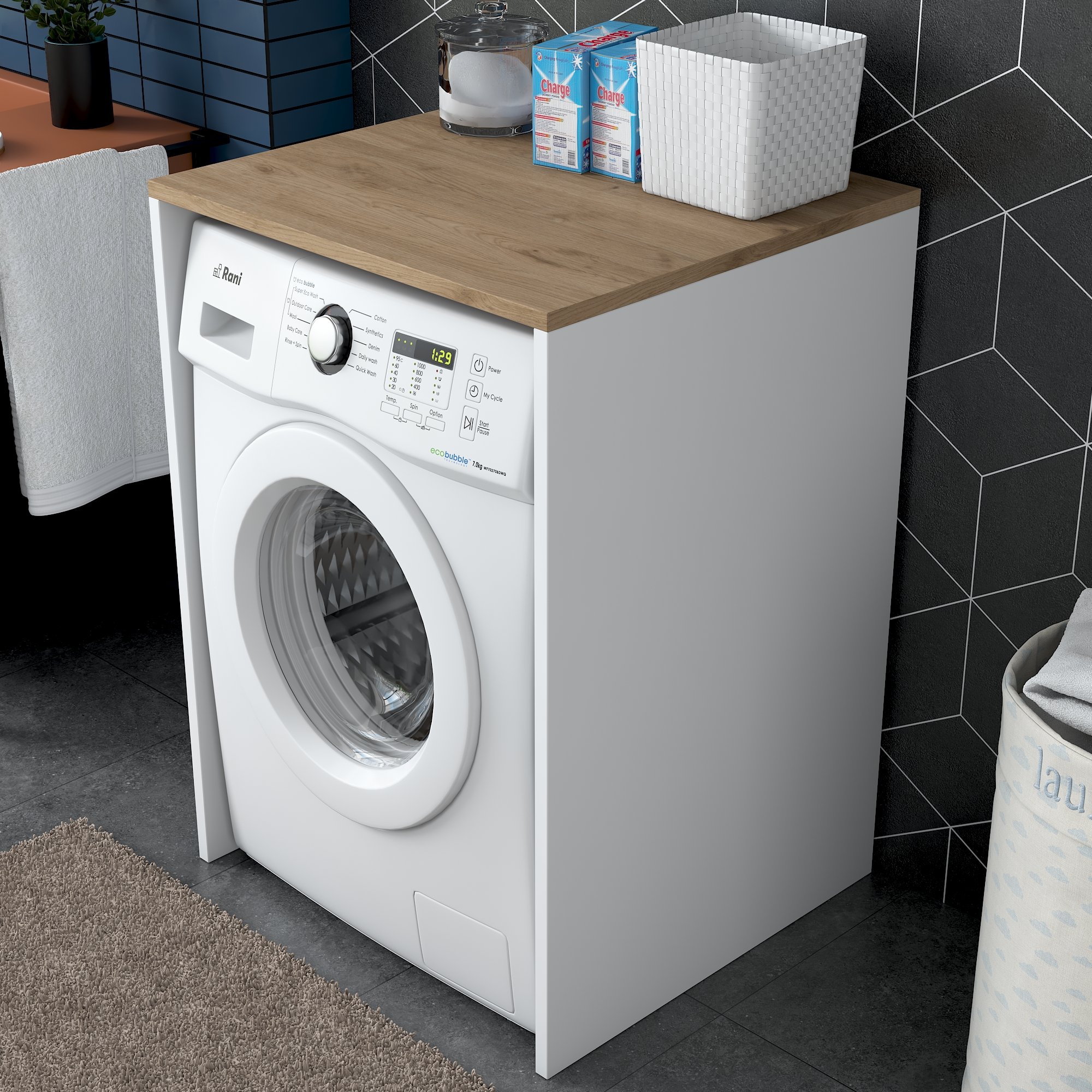 Washing machine cabinet walnut brown 60cm x 91.8cm
