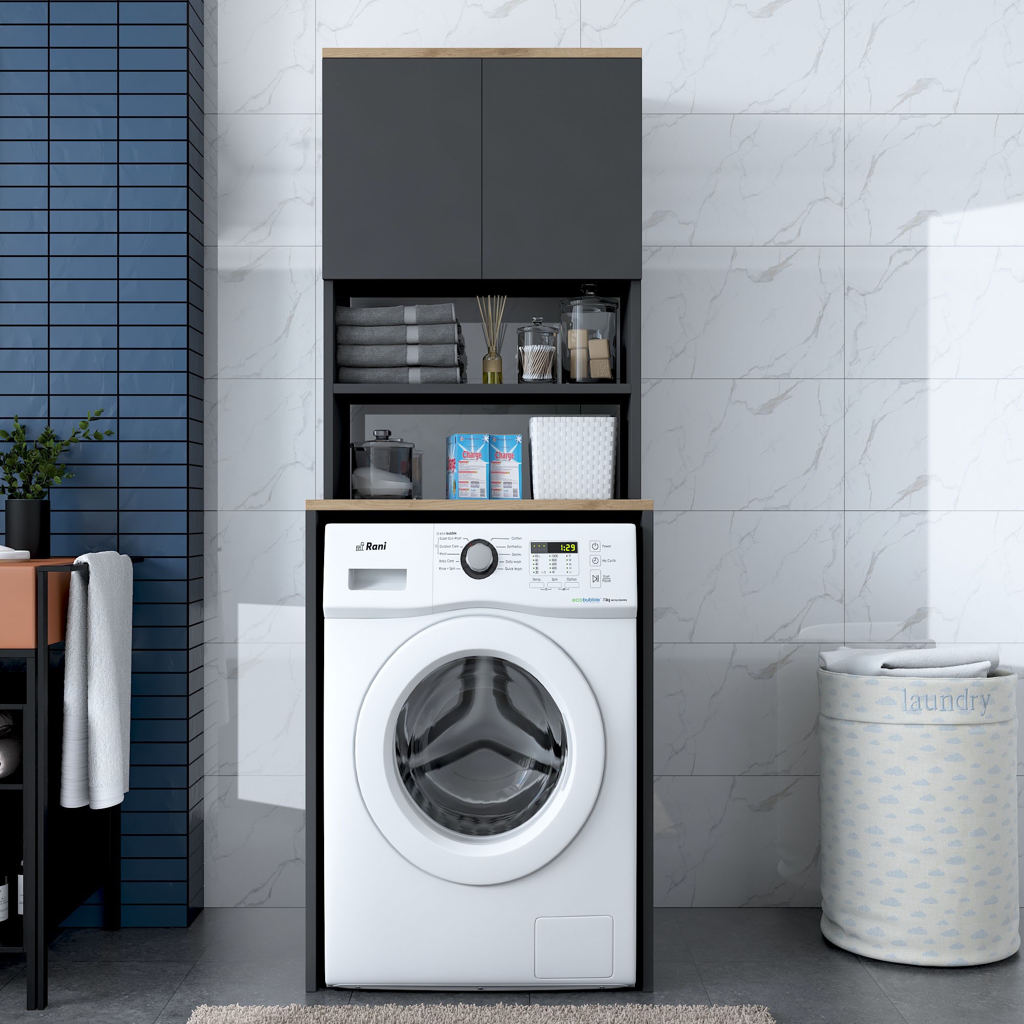 Washing machine cabinet Walnut brown 60cm x 183.6cm