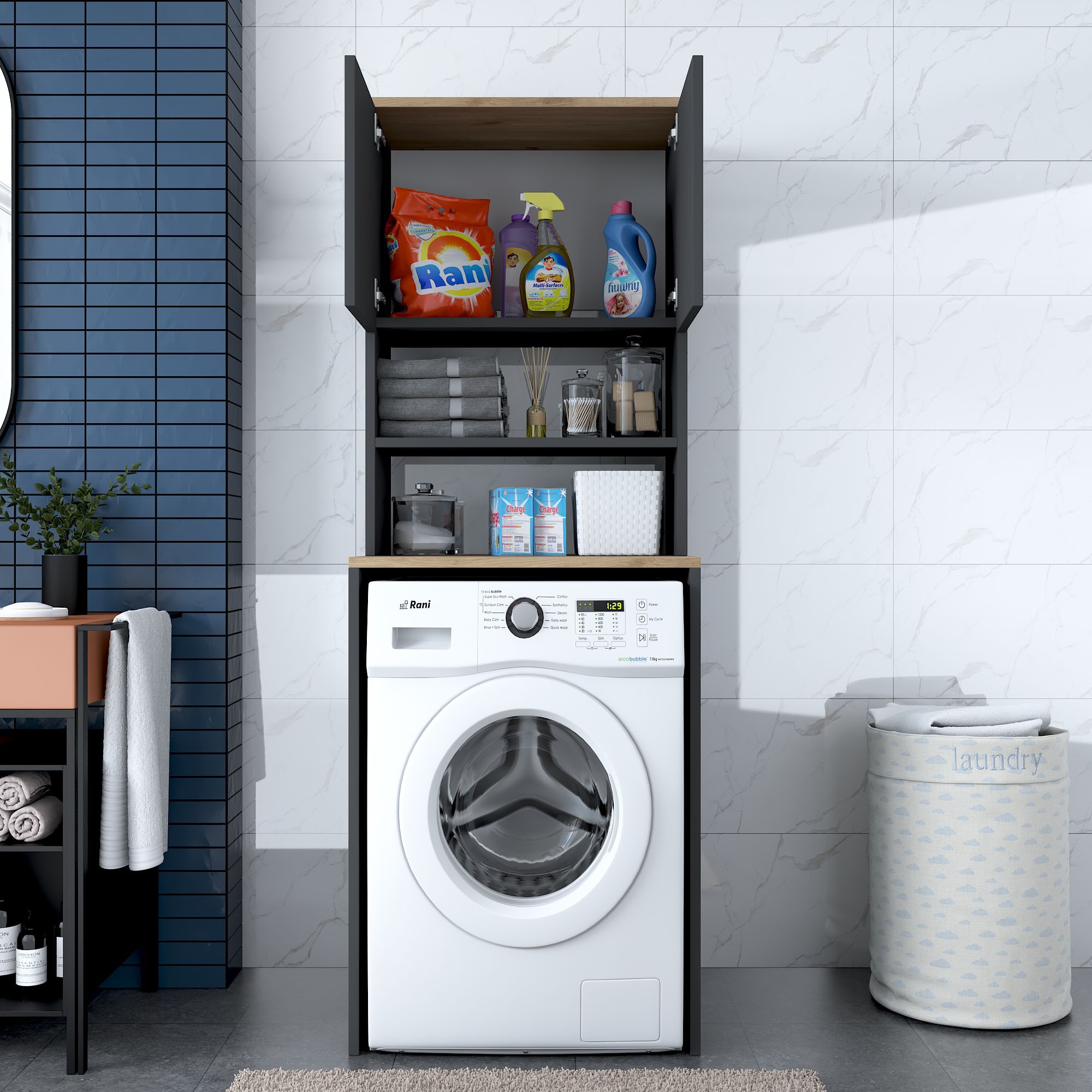 Washing machine cabinet Walnut brown 60cm x 183.6cm