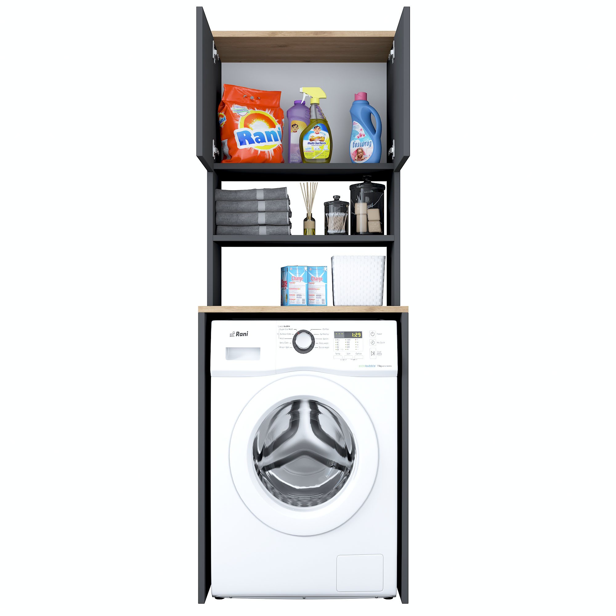 Washing machine cabinet Walnut brown 60cm x 183.6cm