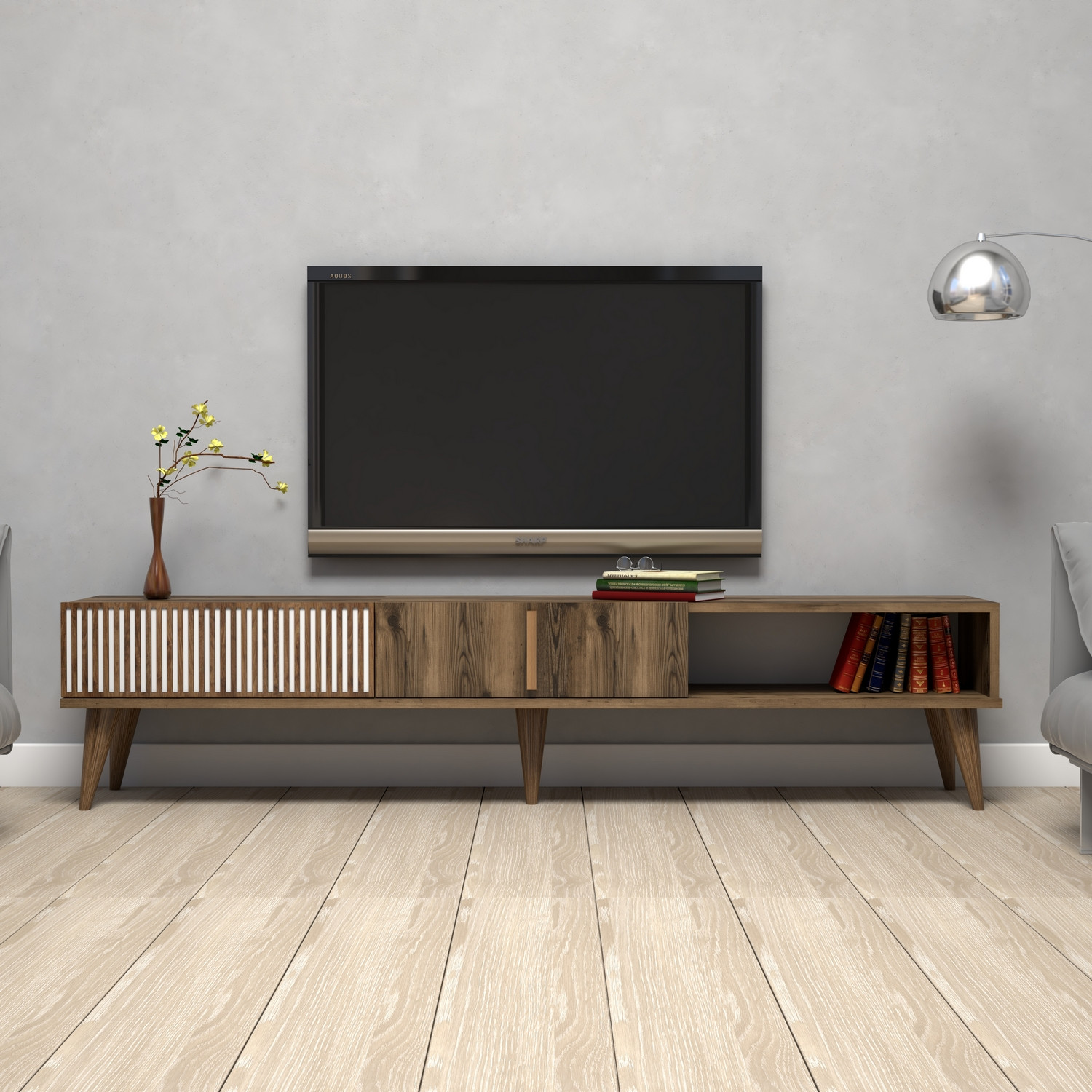 Milan Lowboard walnut brown