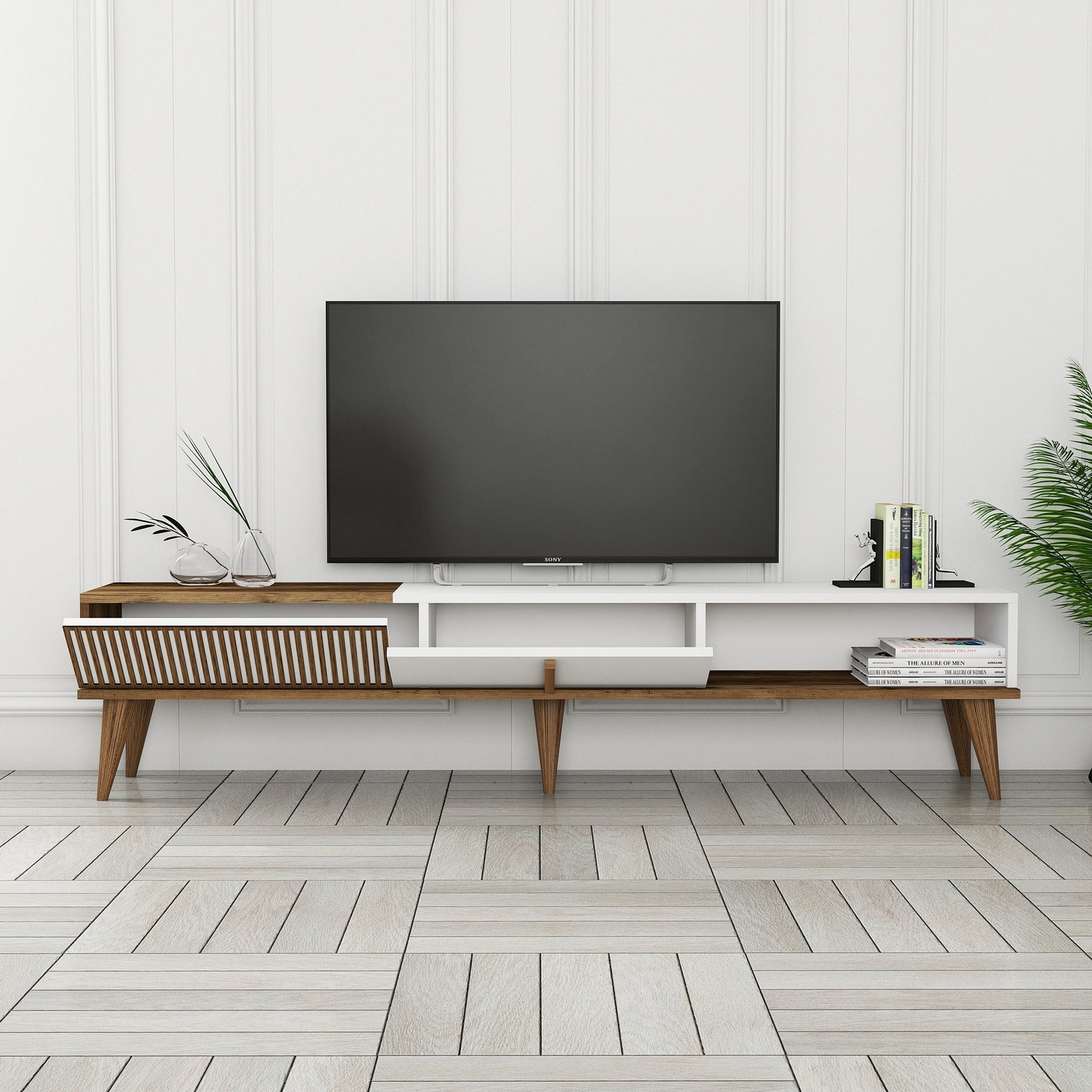 Milan Lowboard Walnut Brown White