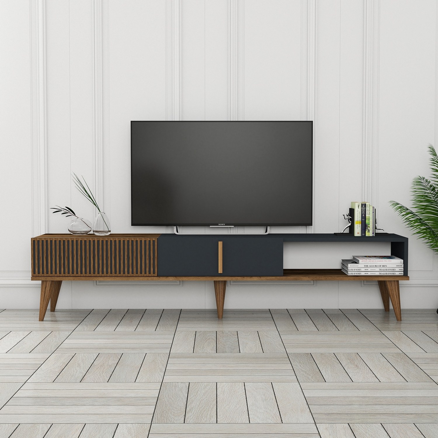Milan lowboard walnut brown anthracite