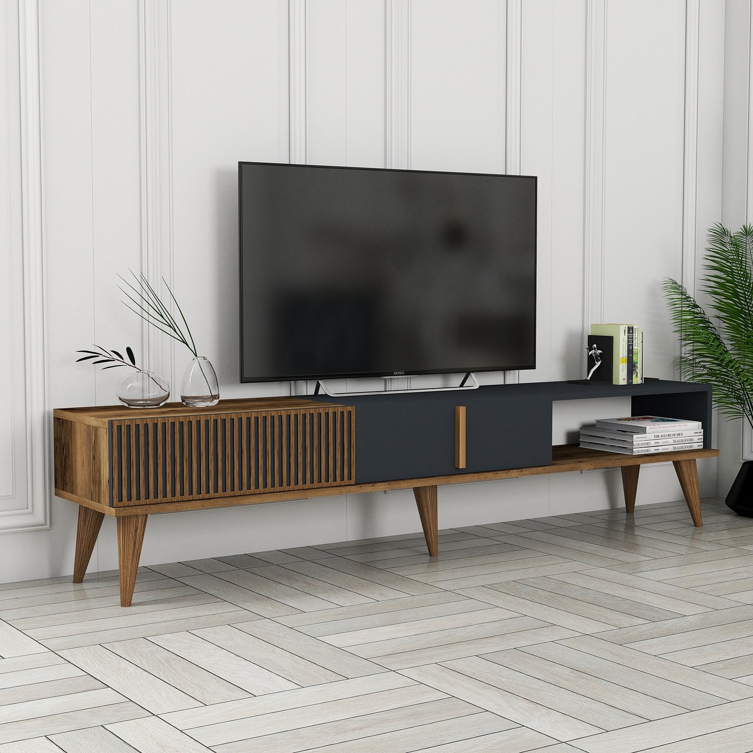 Milan lowboard walnut brown anthracite